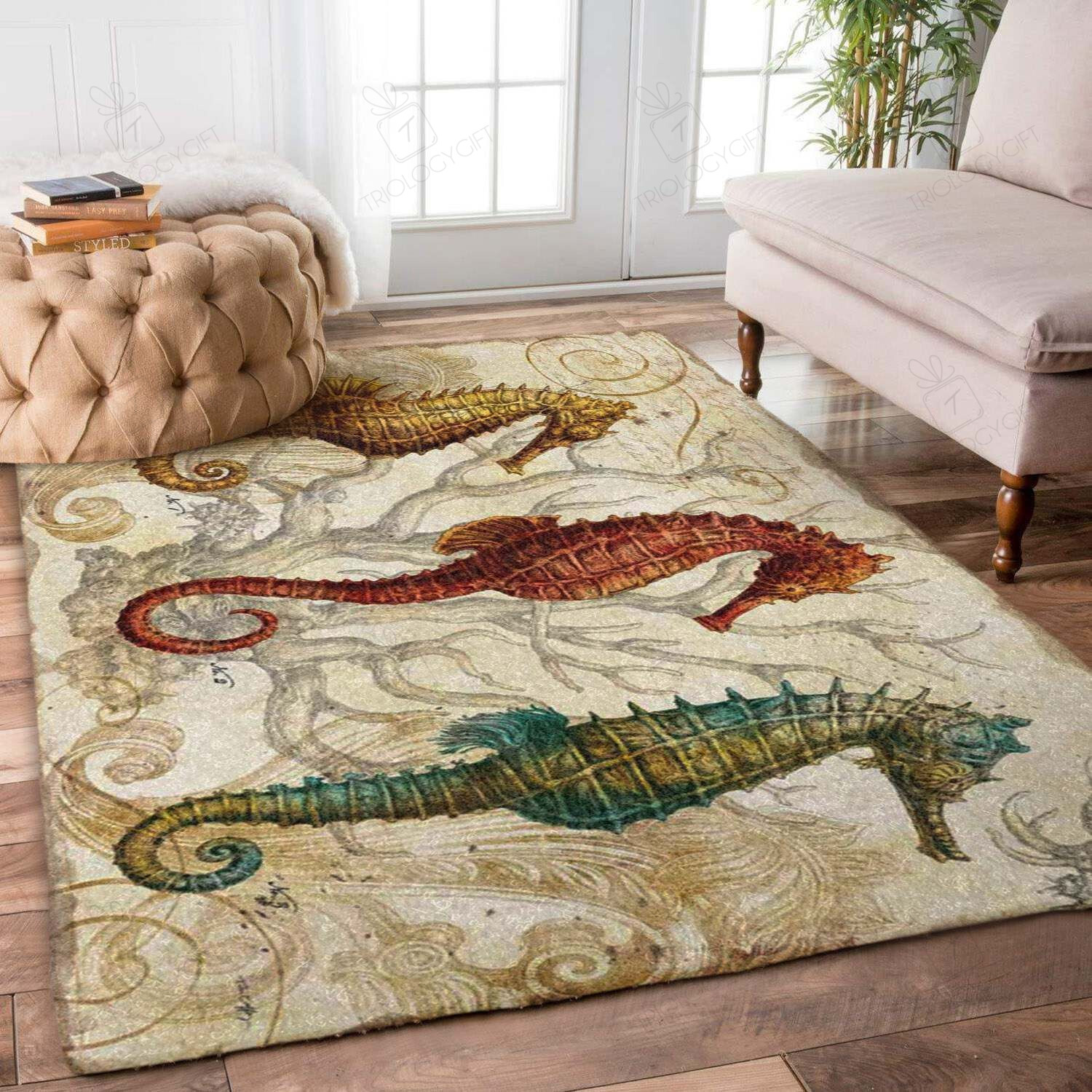 Hippocampus Rectangle Rug Decor Area Rugs For Living Room Bedroom Kitchen Rugs Home Carpet Flooring TTG015735