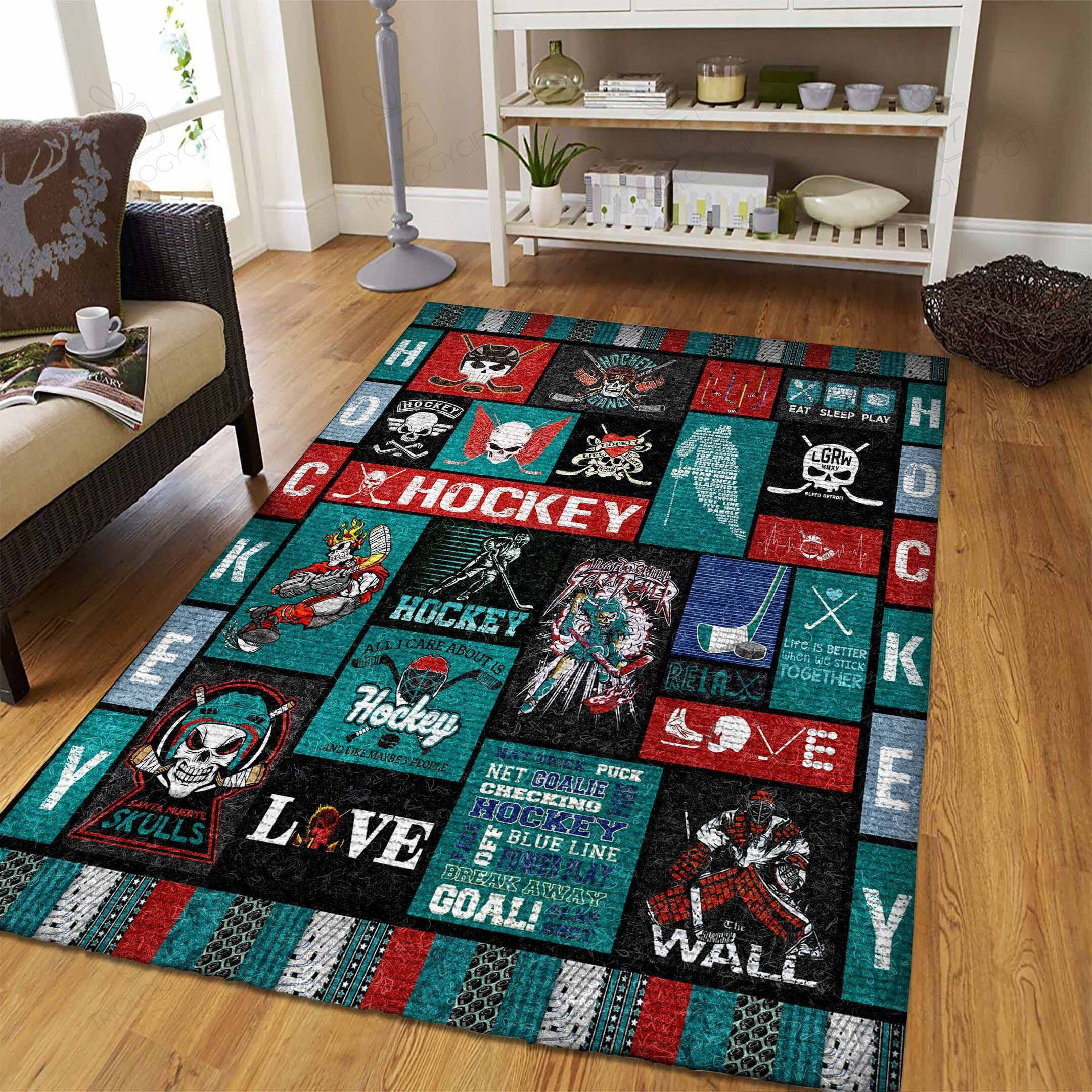 Hockey Skull Gv98668 Rectangle Rug Decor Area Rugs For Living Room Bedroom Kitchen Rugs Home Carpet Flooring TTG015778