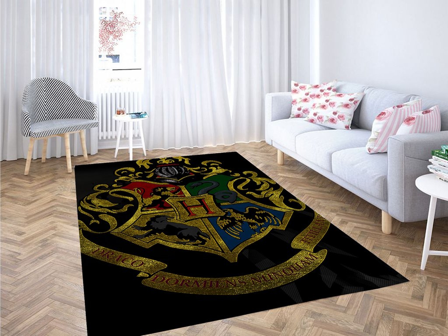 Hogwarts Logo Harry Potter Living Room Modern Carpet Rug - Unique Anime Apparel for Fans
