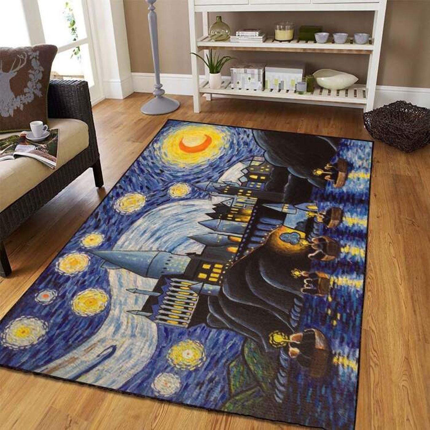 Hogwarts Starry Night Rug - Unique Anime Apparel for Fans