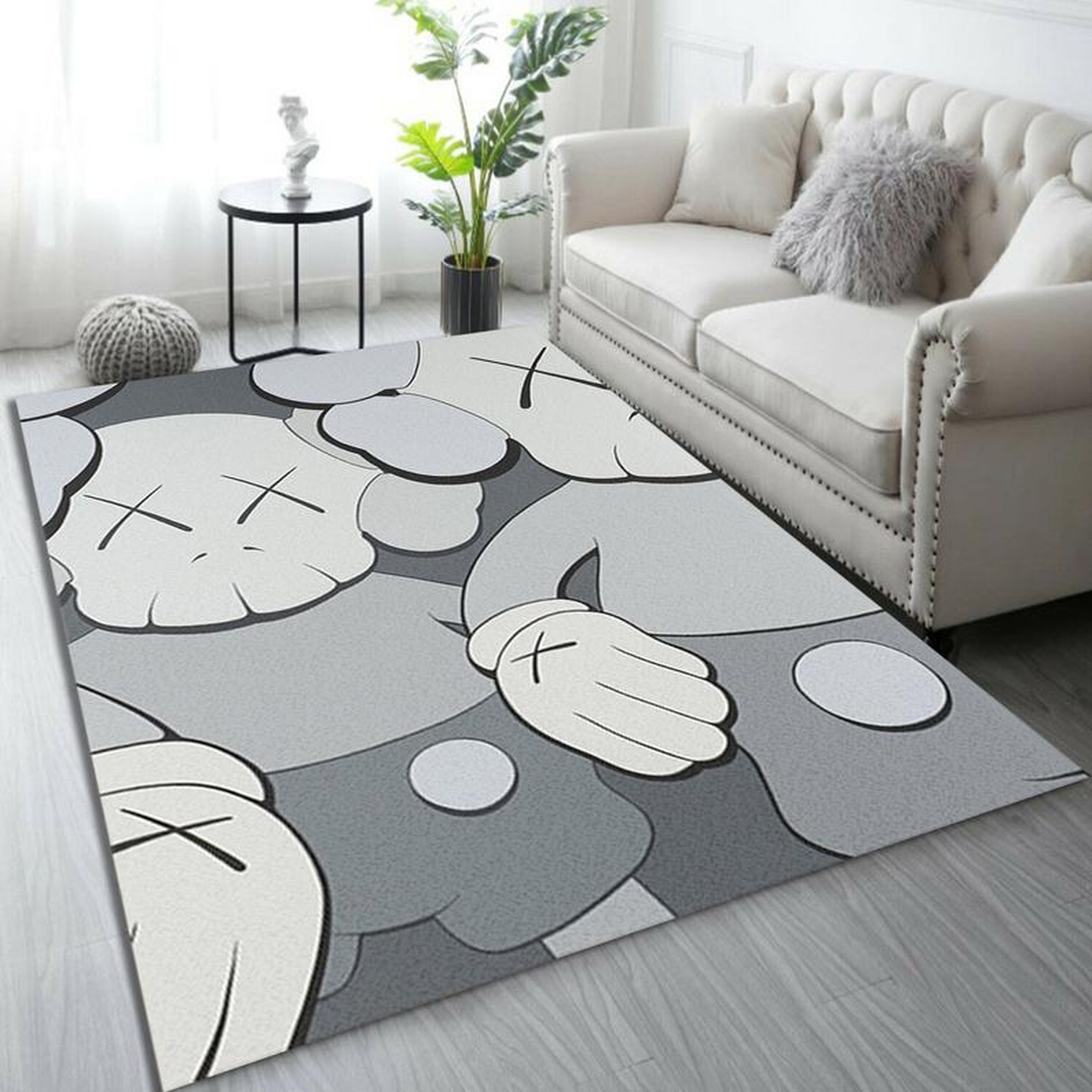 Holiday Grey Kaws Cool Fashion Inspired Carpet Living Room Sneaker Rug - Unique Anime Apparel for Fans