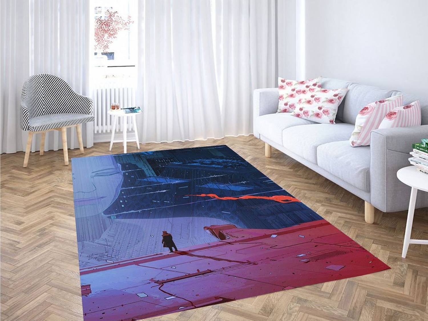 Hologram Blade Runner Living Room Modern Carpet Rug - Unique Anime Apparel for Fans