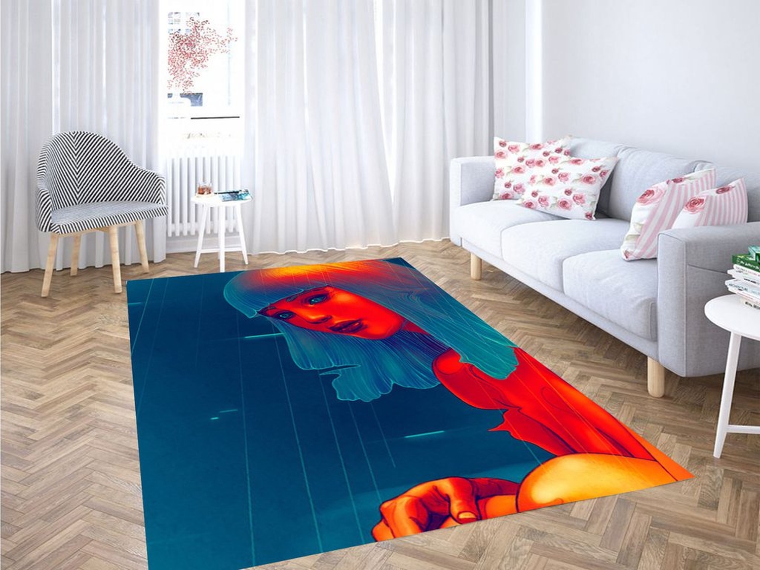 Hologram Girl Blade Runner Living Room Modern Carpet Rug - Unique Anime Apparel for Fans