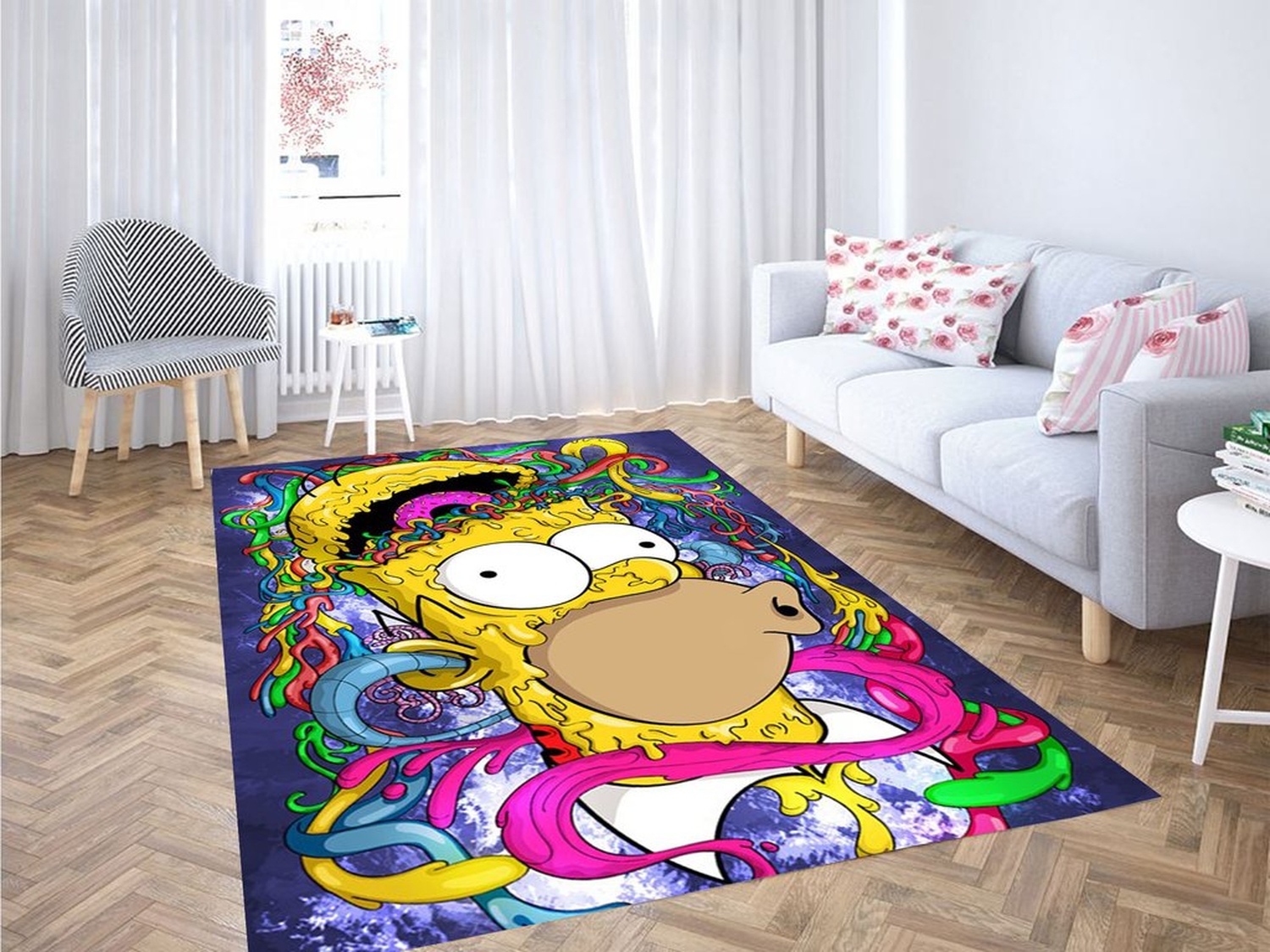 Homer Brain Melted Living Room Modern Carpet Rug - Unique Anime Apparel for Fans