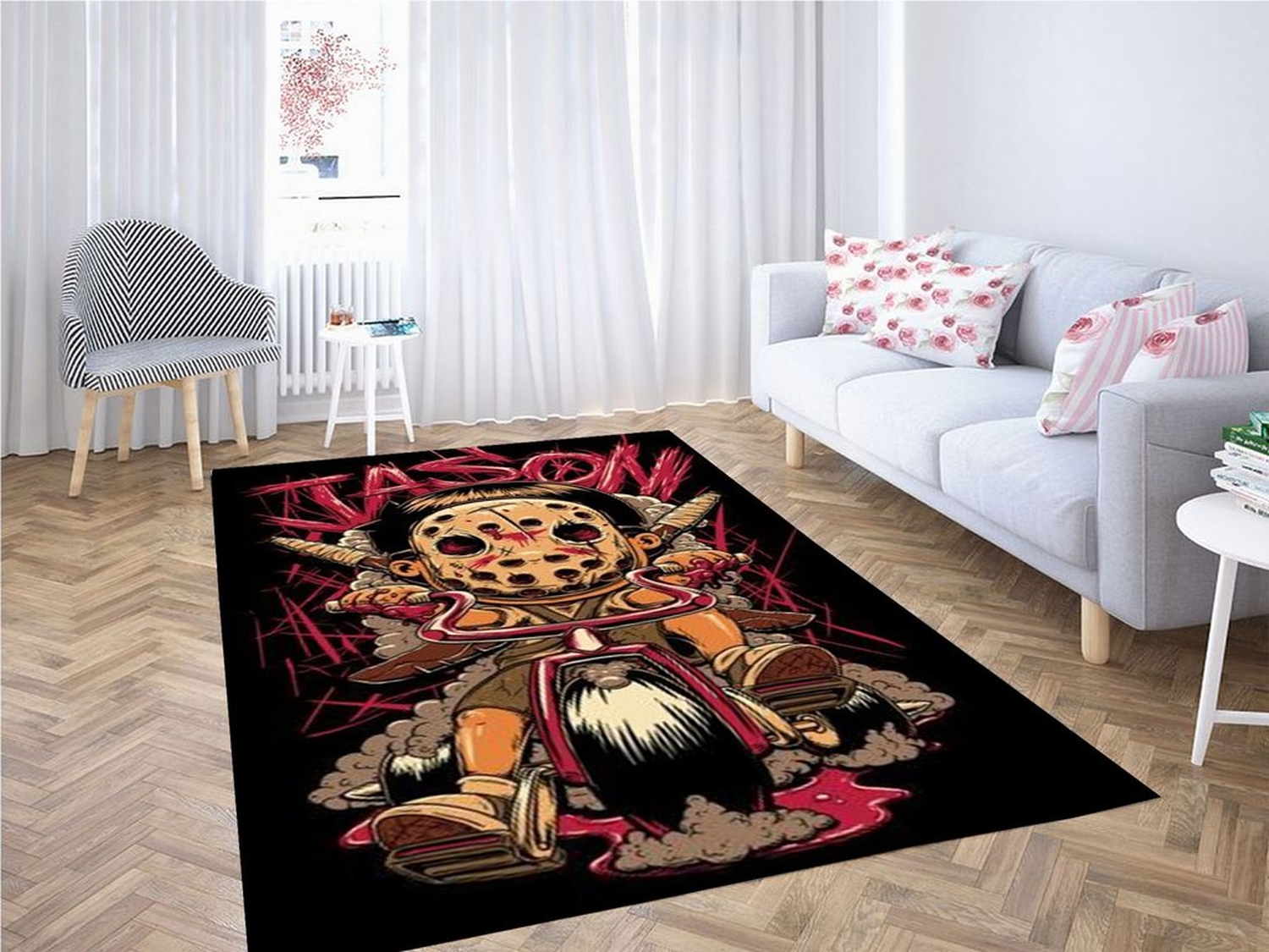 Horor Film Background Living Room Modern Carpet Rug - Unique Anime Apparel for Fans