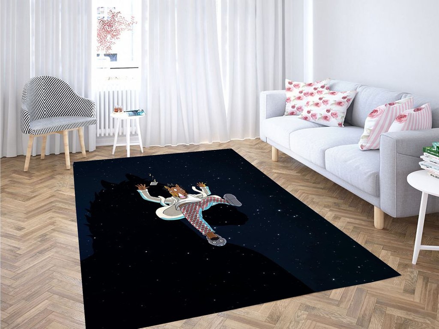 Horseman Background Living Room Modern Carpet Rug - Unique Anime Apparel for Fans