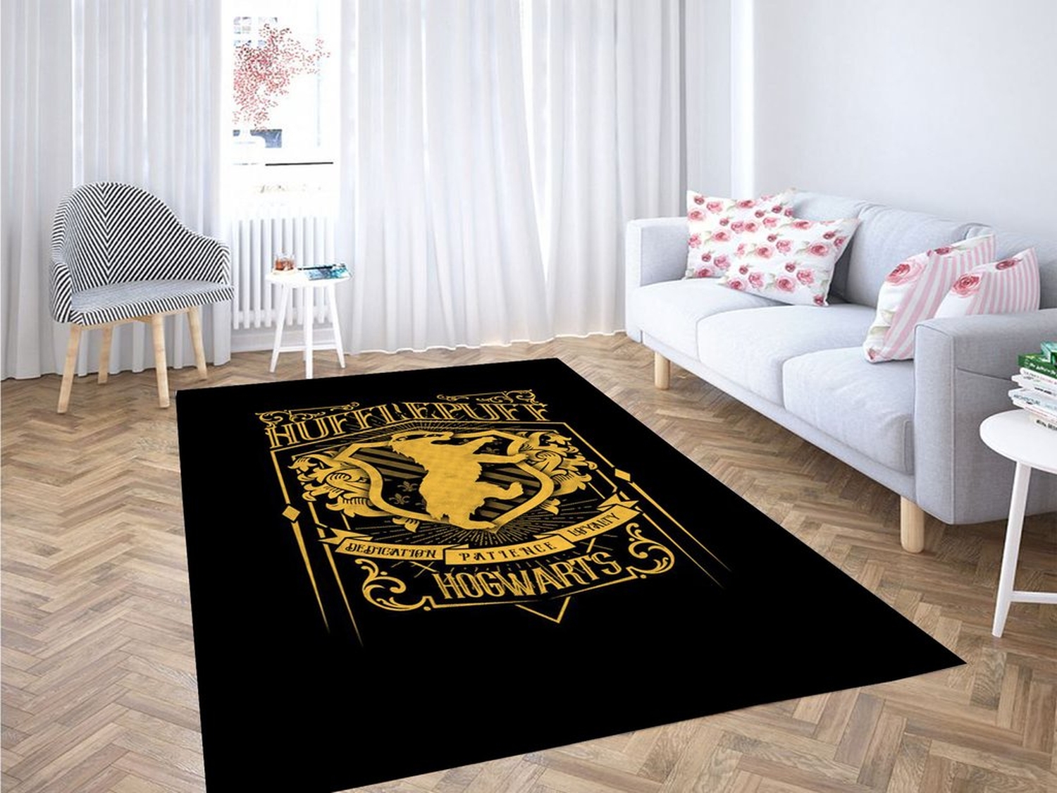 Hufflepuff Harry Potter Gold Living Room Modern Carpet Rug - Unique Anime Apparel for Fans