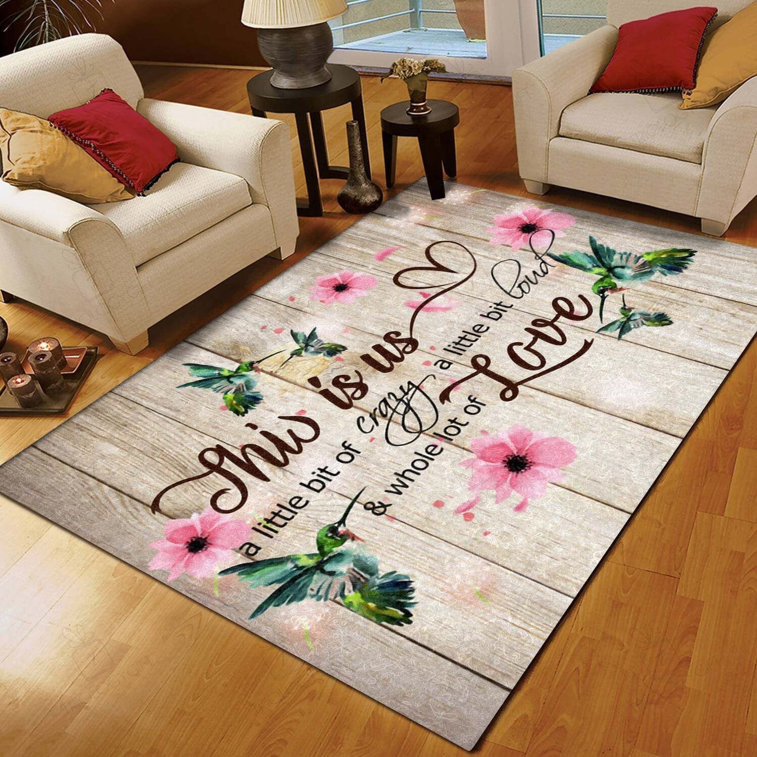 Hummingbird Flower Rectangle Rug Decor Area Rugs For Living Room Bedroom Kitchen Rugs Home Carpet Flooring TTG016354