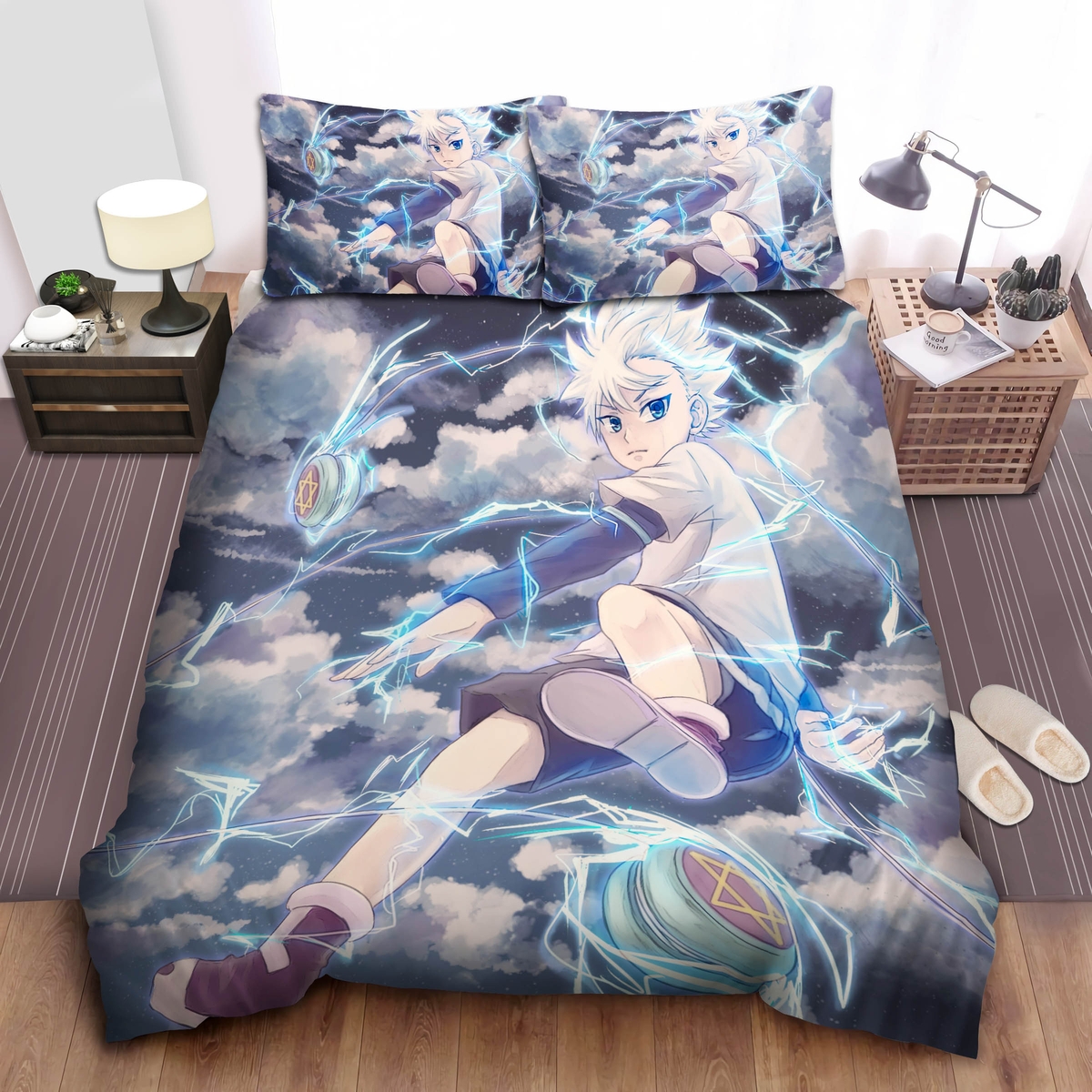 Hunter X Hunter Killua & His Killer Yo-Yos Bed Sheets Spread Duvet Cover Bedding Set - Unique Anime Apparel for Fans