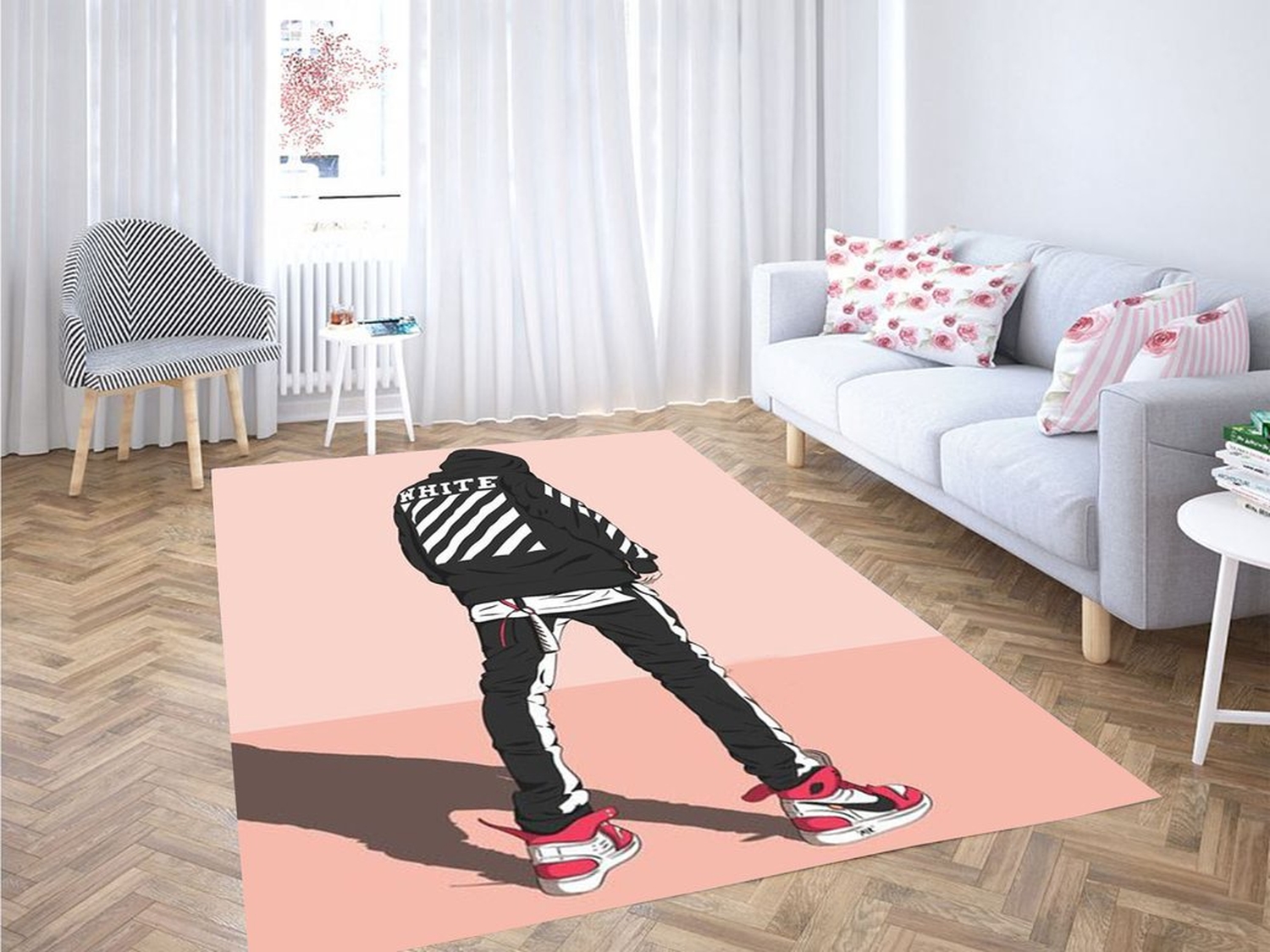 Hypebeast Pink Wallpaper Living Room Modern Carpet Rug - Unique Anime Apparel for Fans