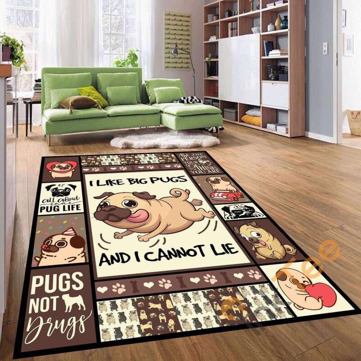I Like Big Pugs And Cannot Lie Dog Cute Not D Living Room Bedroom Rug - Unique Anime Apparel for Fans