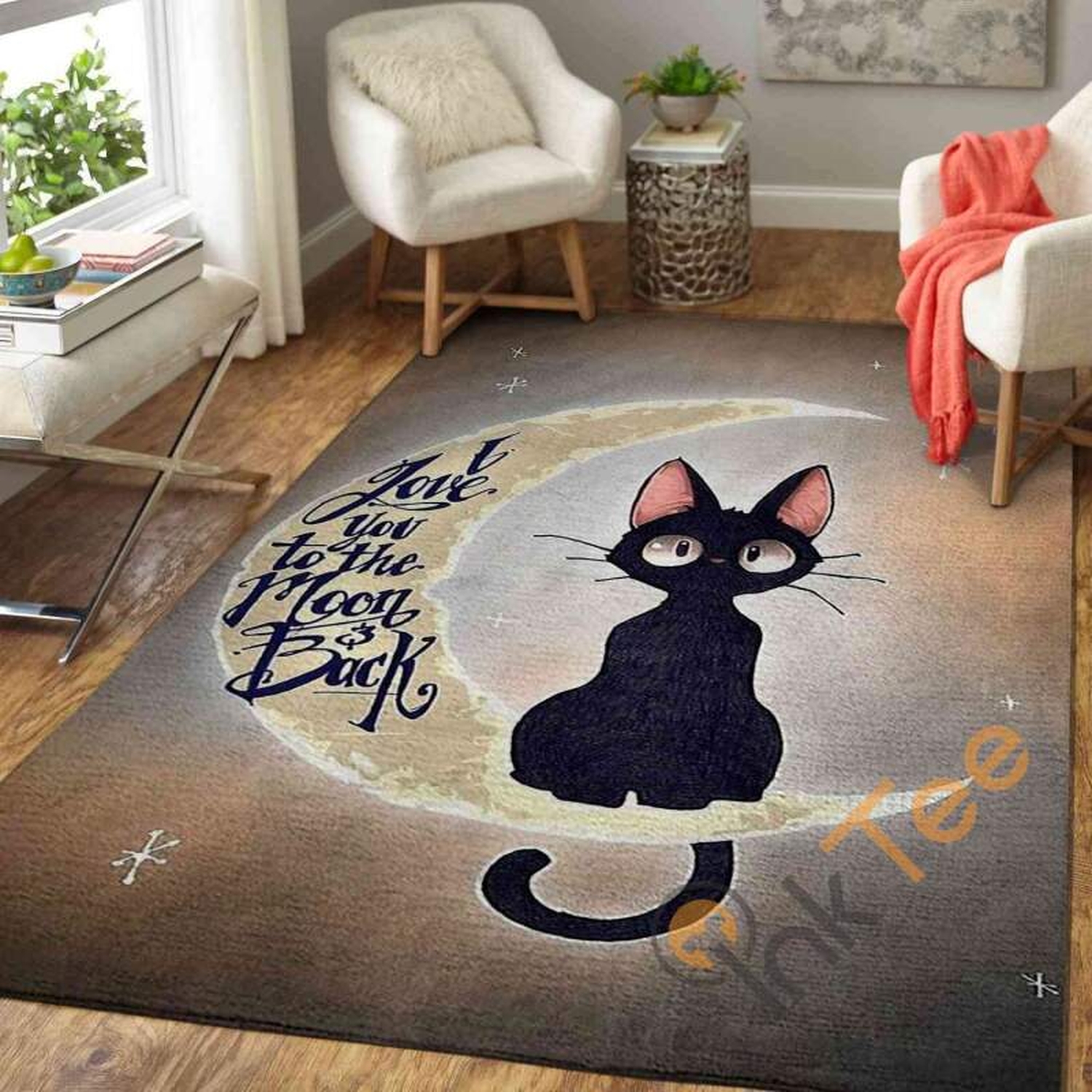 I Love U To The Moon And Back Cat Area Rug - Unique Anime Apparel for Fans
