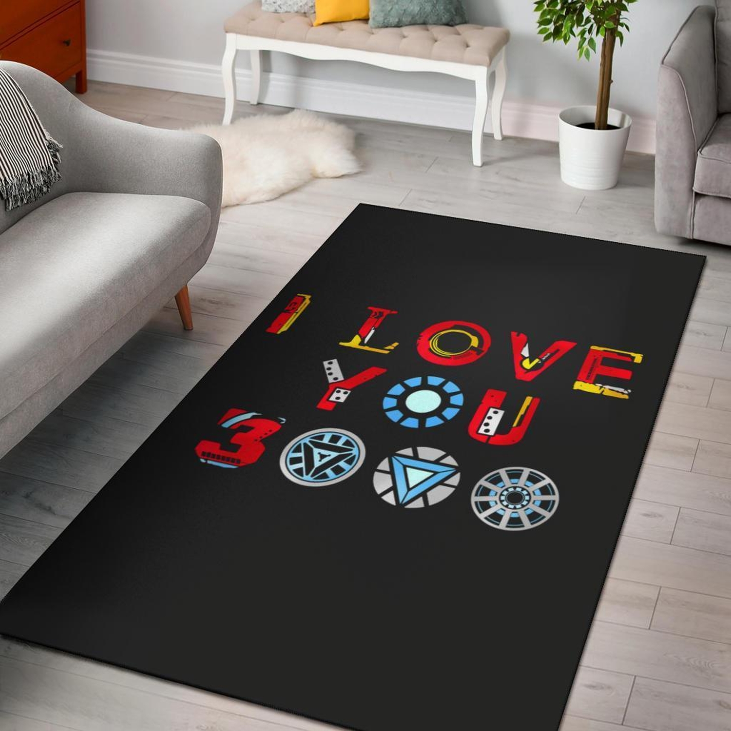 I Love You Black Area Rug - Unique Anime Apparel for Fans