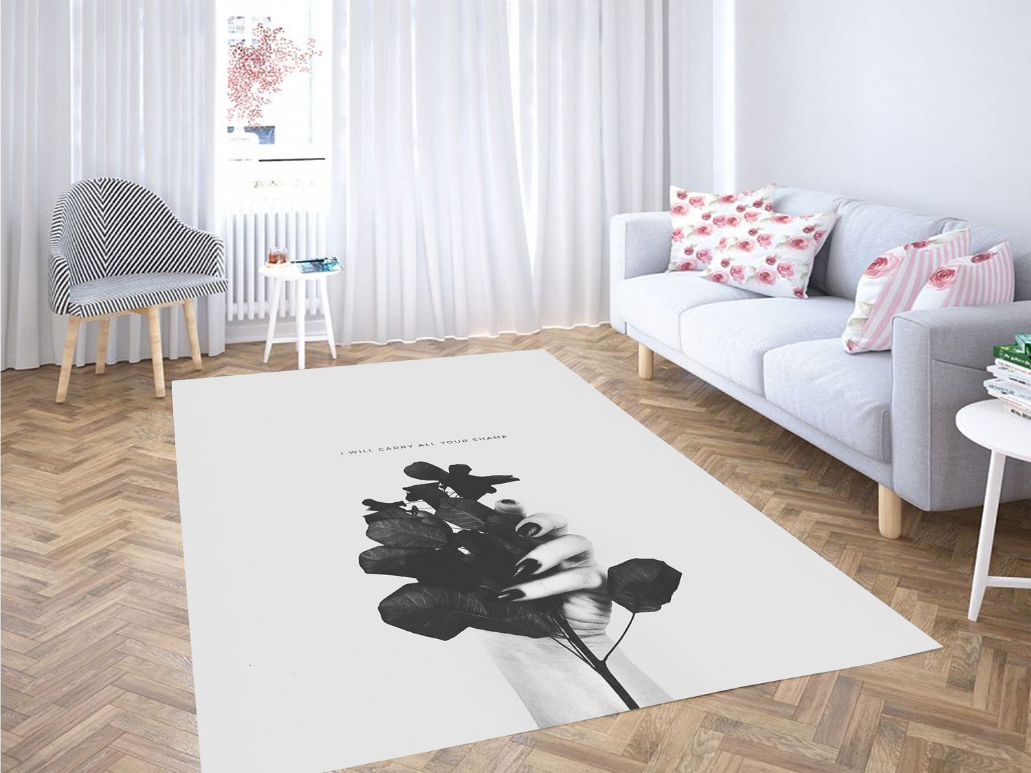 I Will Carry All Your Shame Monochromatic Carpet Rug - Unique Anime Apparel for Fans