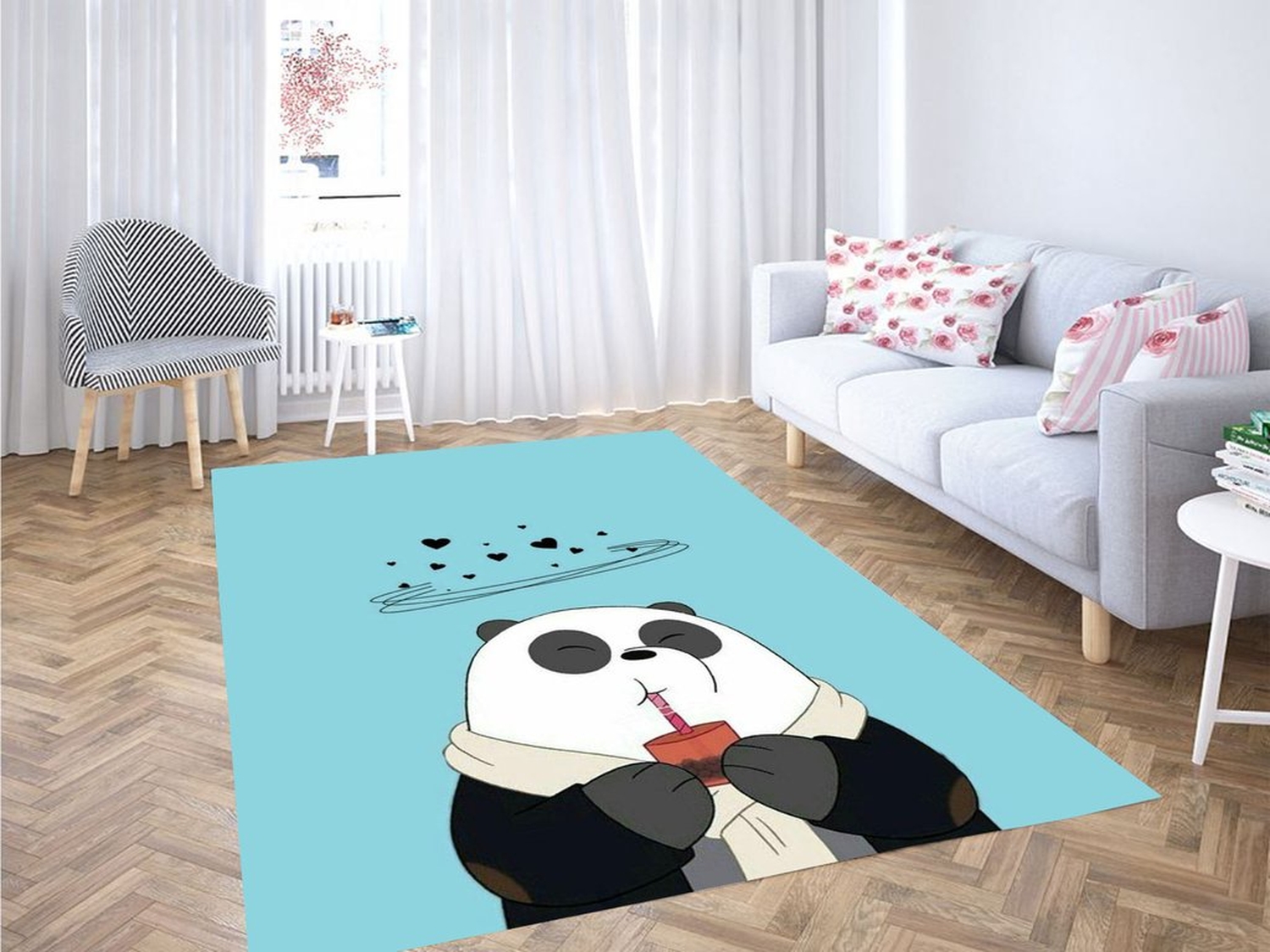 Ice Bear Eating Living Room Modern Carpet Rug - Unique Anime Apparel for Fans