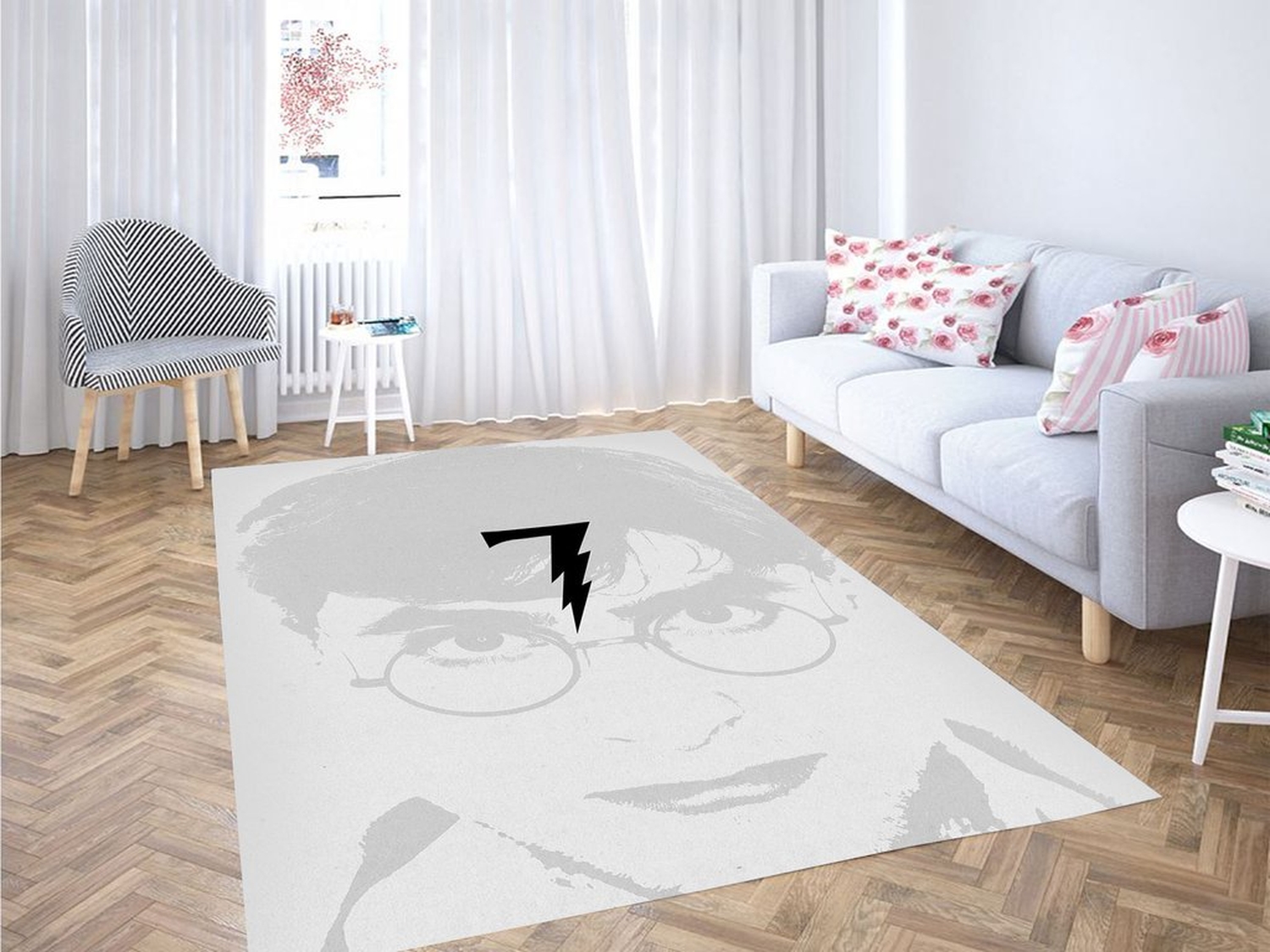 Icon Harry Potter Monochrome Living Room Modern Carpet Rug - Unique Anime Apparel for Fans