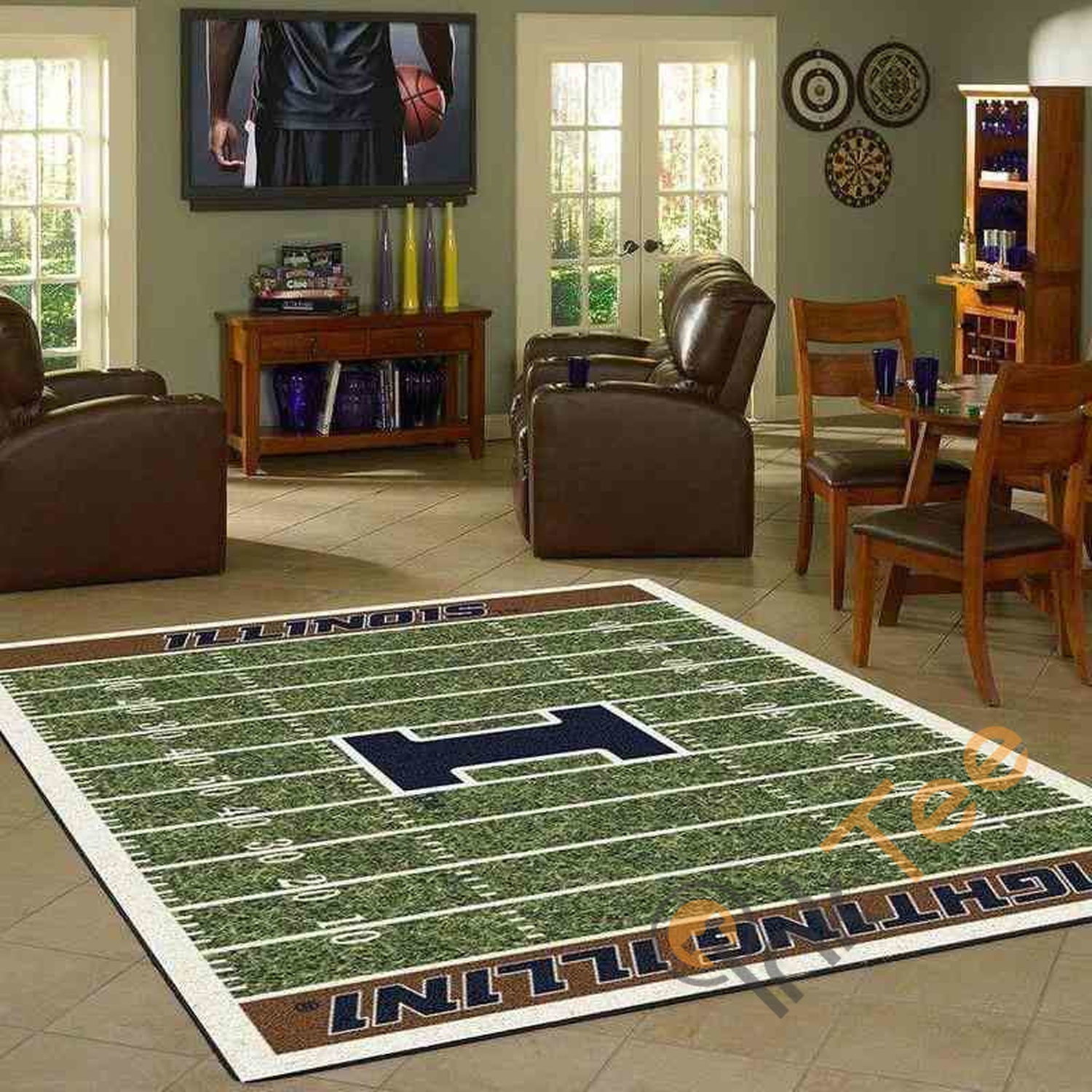Illinois Fighting Illini Home Field Area Rug - Unique Anime Apparel for Fans