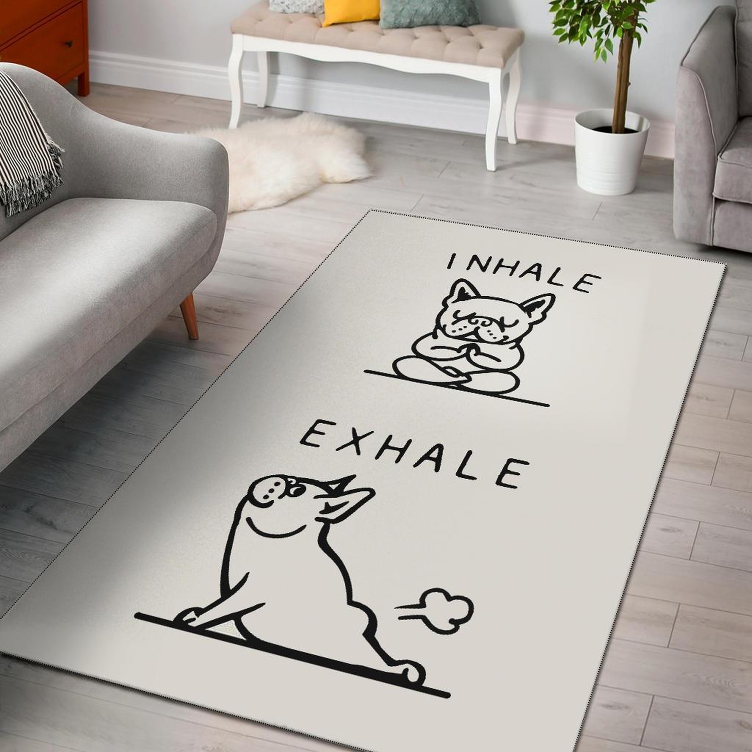 Inhale Exhale French Bulldog Area Rug - Unique Anime Apparel for Fans
