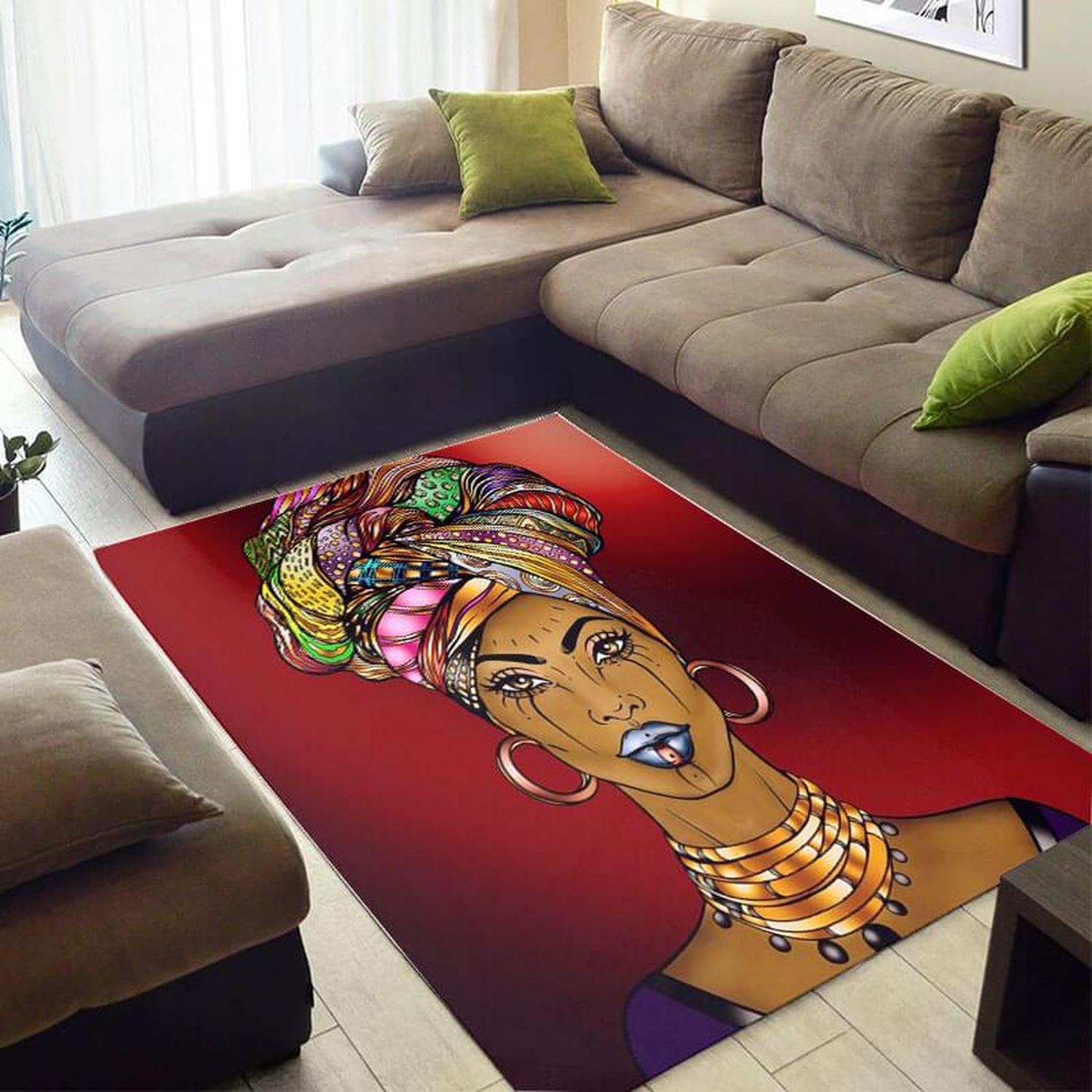 Inspired African American Fancy Afrocentric Queen Carpet House Rug - Unique Anime Apparel for Fans