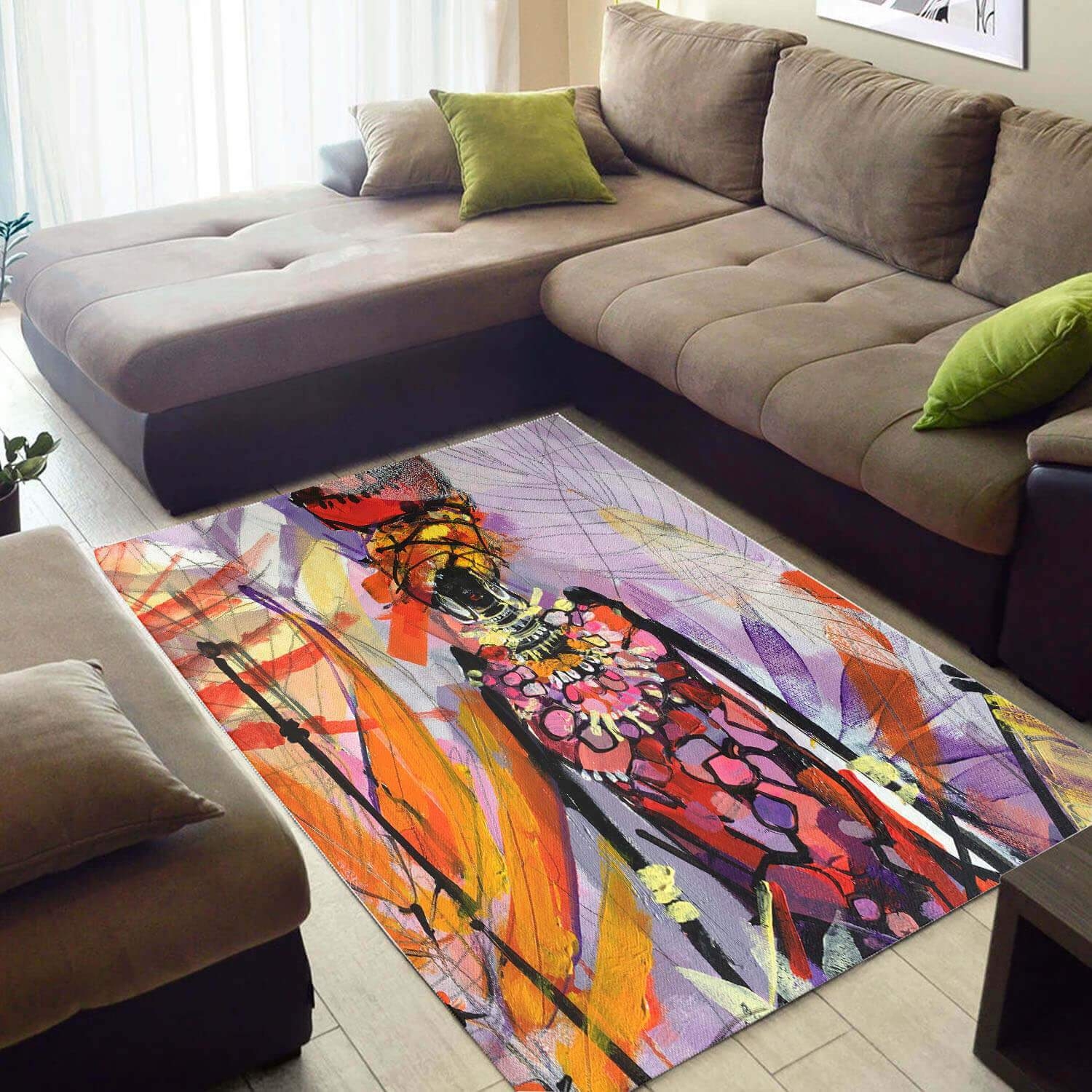 Inspired African American Pretty Afrocentric Afro Woman Carpet Style Rug - Unique Anime Apparel for Fans