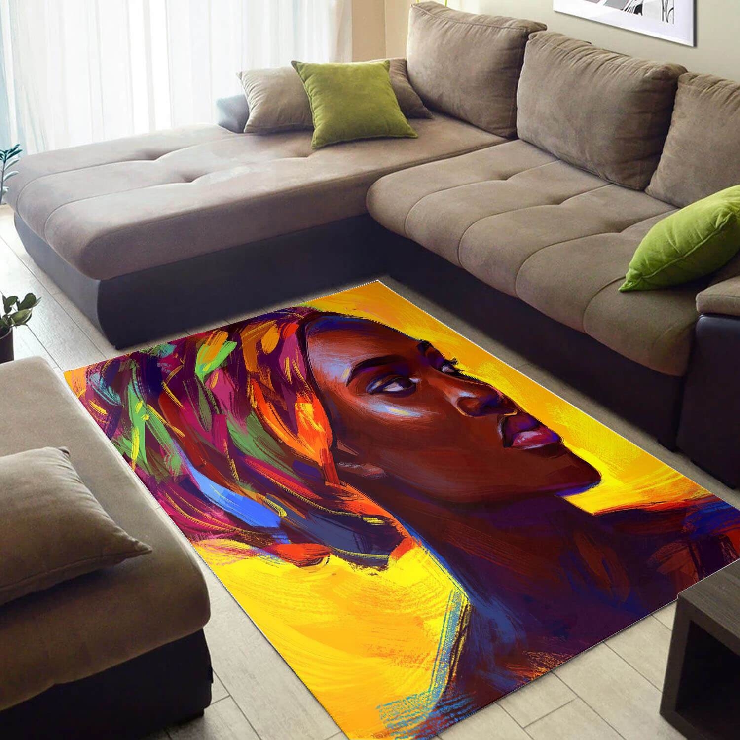 Inspired African Beautiful American Afro Girl Design Floor Carpet Style Rug - Unique Anime Apparel for Fans