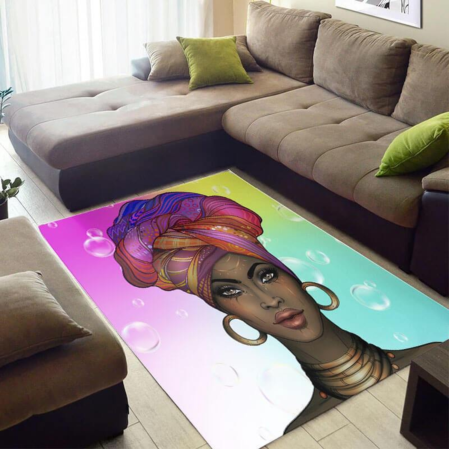 Inspired African Beautiful American Art Woman Themed Living Room Rug - Unique Anime Apparel for Fans
