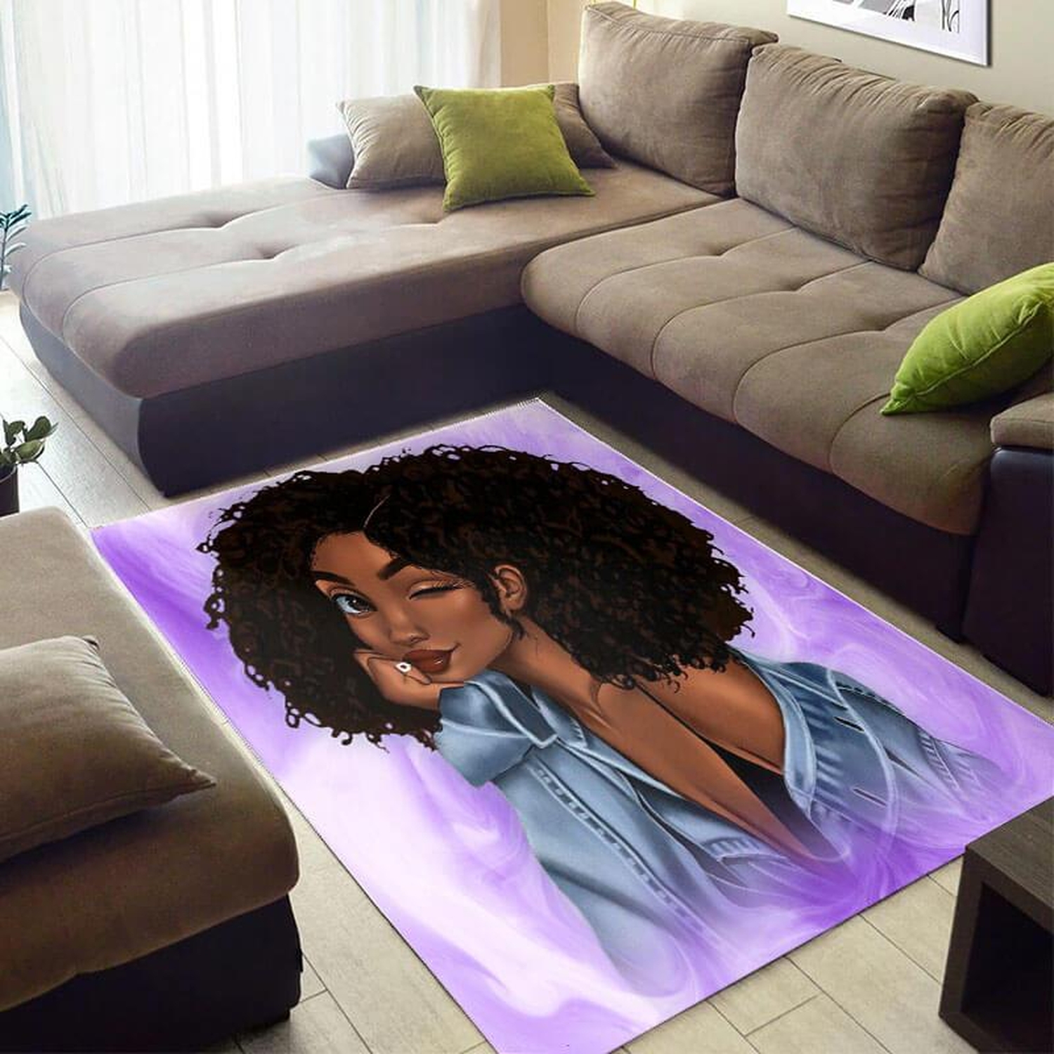 Inspired African Fancy Lady Large Living Room Rug - Unique Anime Apparel for Fans