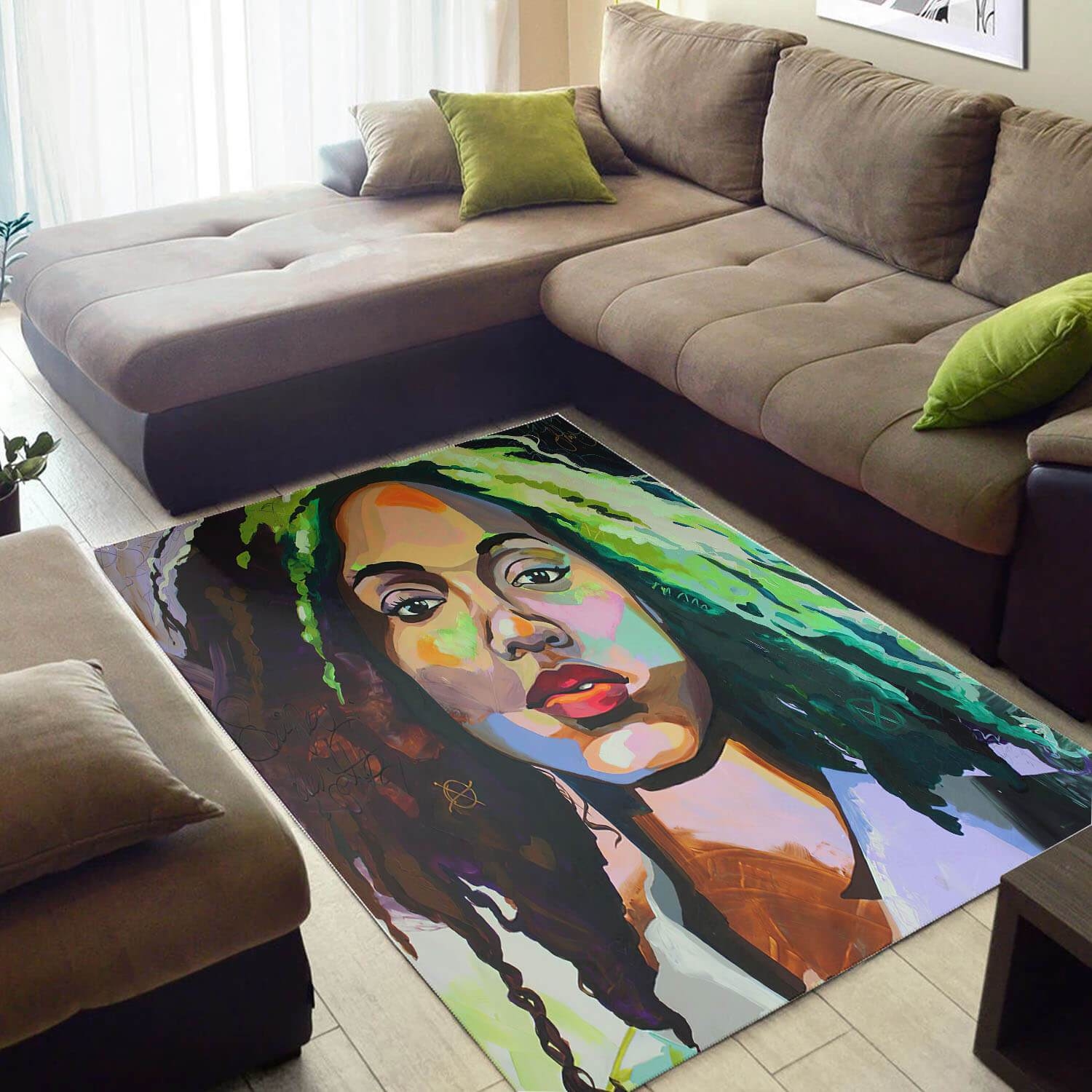 Inspired African Fancy Natural Hair Black Queen Carpet Style Rug - Unique Anime Apparel for Fans