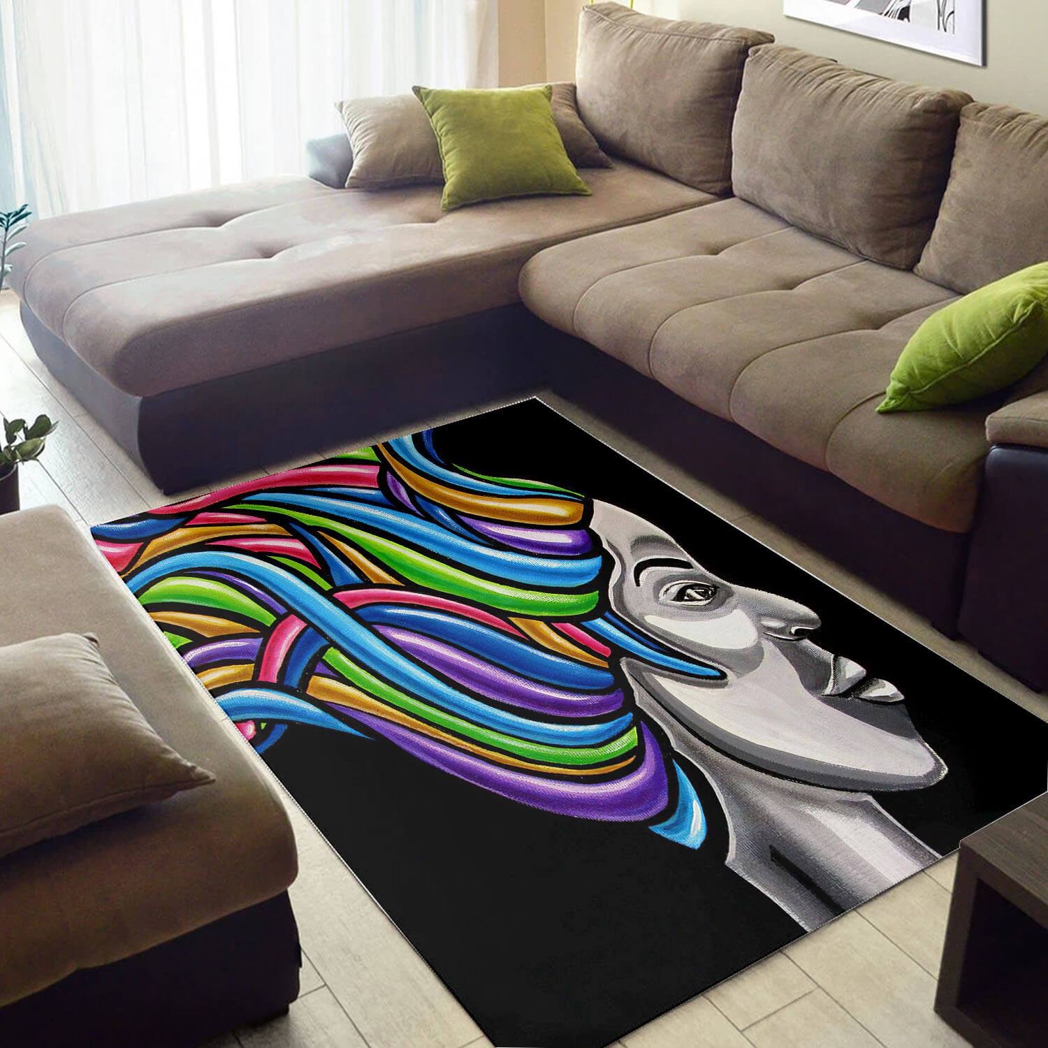 Inspired African Pretty Melanin Afro Woman Themed Carpet Living Room Rug - Unique Anime Apparel for Fans
