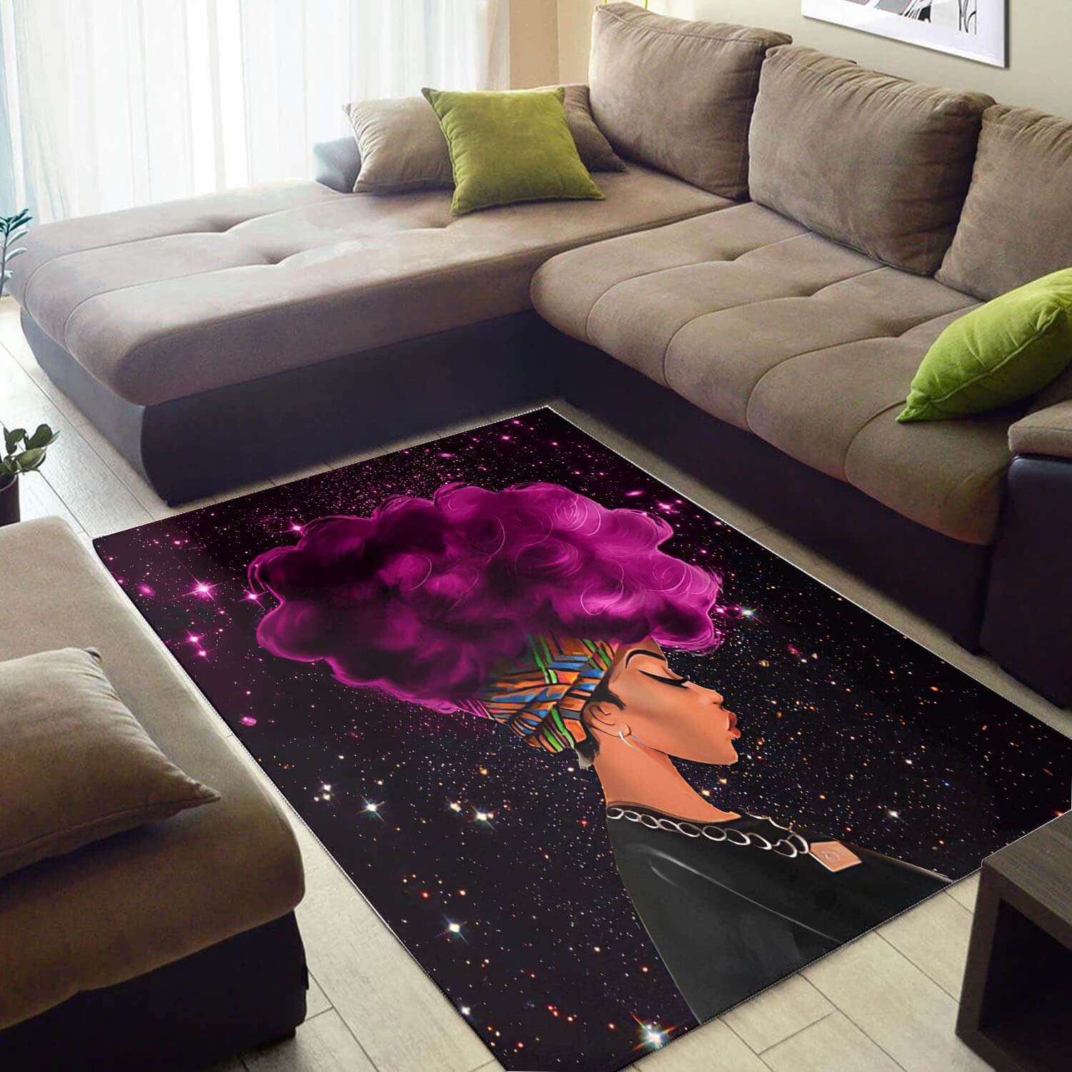 Inspired African Pretty Themed Afro Woman Design Floor Carpet Room Rug - Unique Anime Apparel for Fans