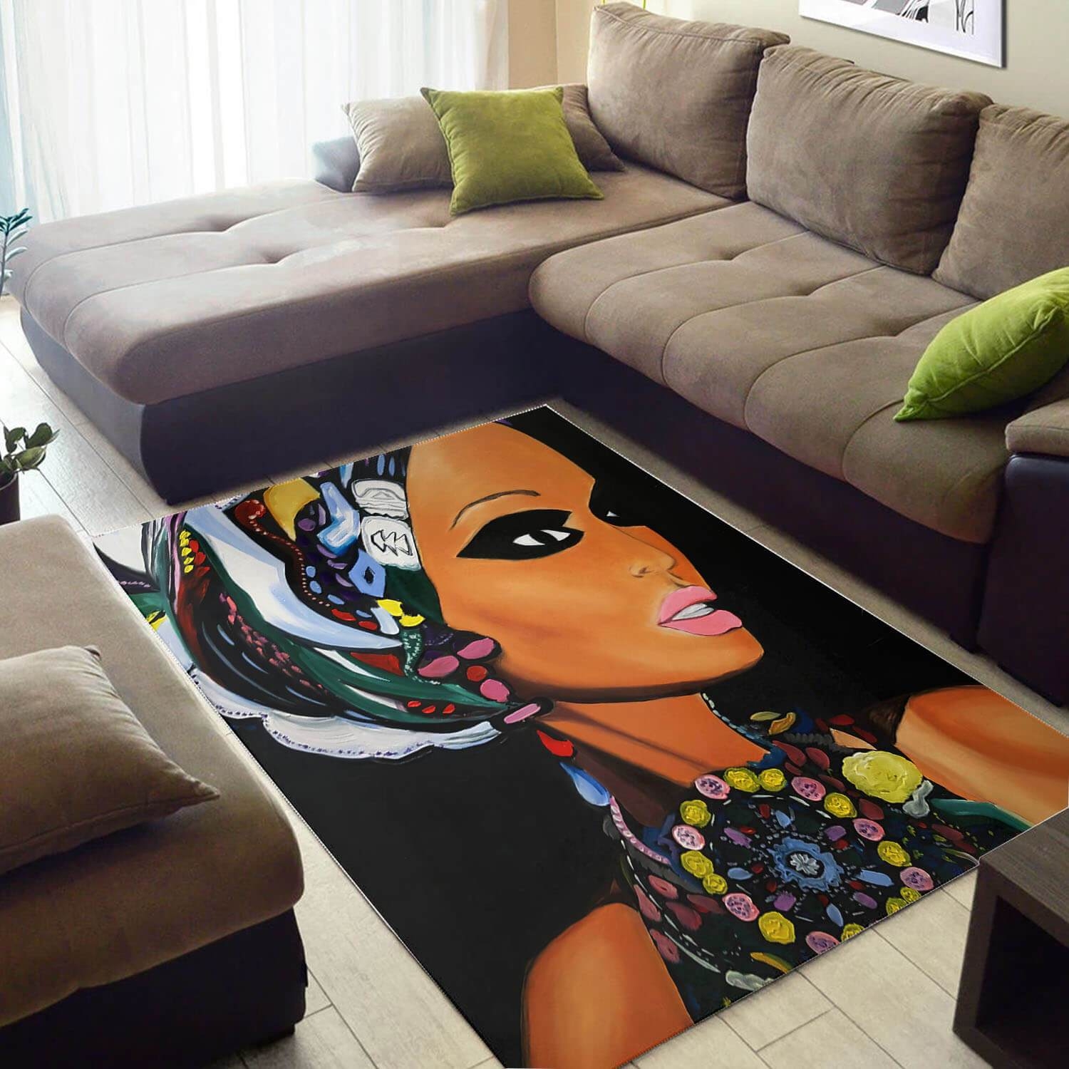 Inspired African Pretty Themed Black Girl Design Floor Carpet Style Rug - Unique Anime Apparel for Fans