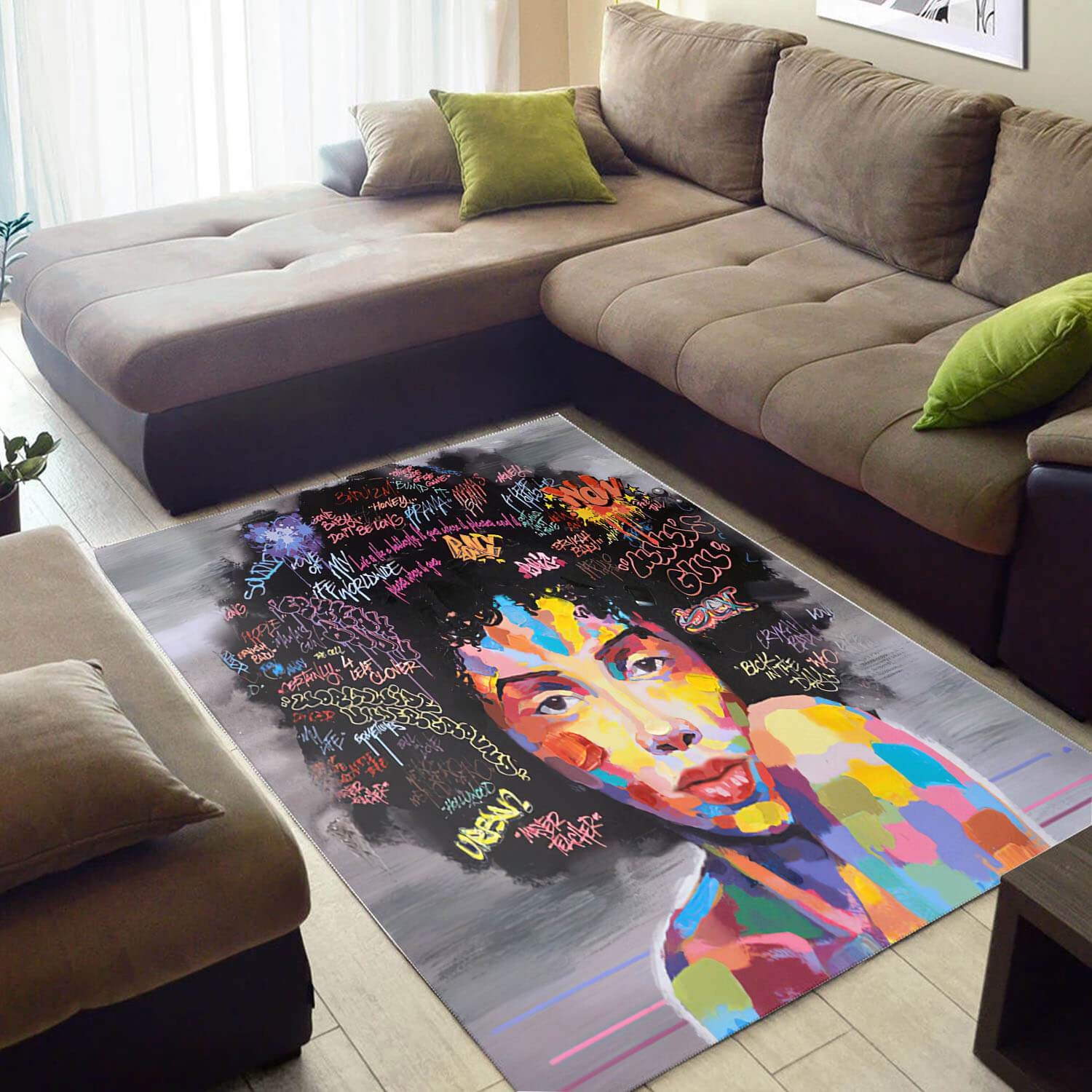 Inspired African Pretty Themed Melanin Woman Design Floor Carpet Living Room Rug - Unique Anime Apparel for Fans
