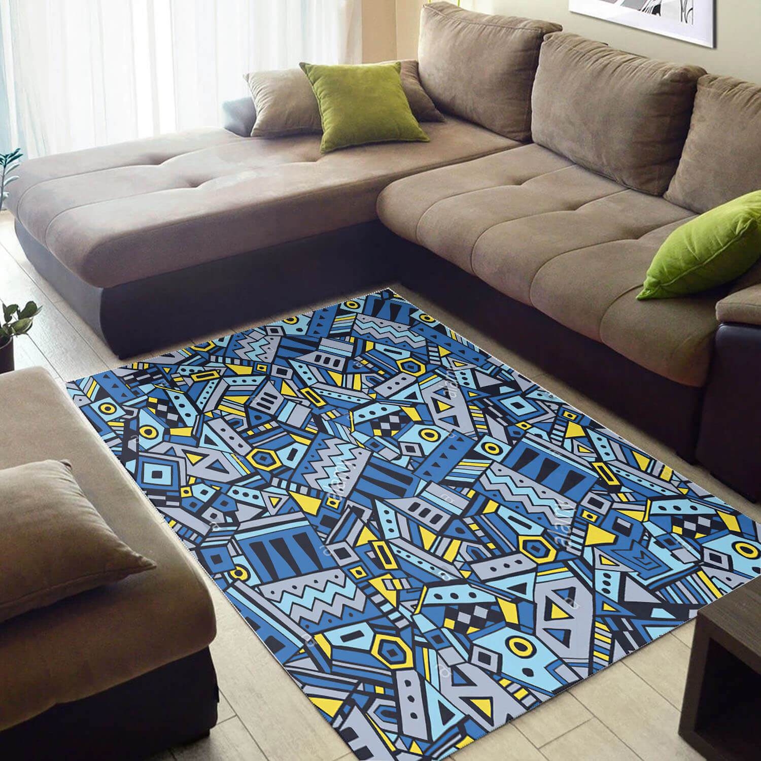Inspired African Retro Seamless Pattern Large Themed Home Rug - Unique Anime Apparel for Fans