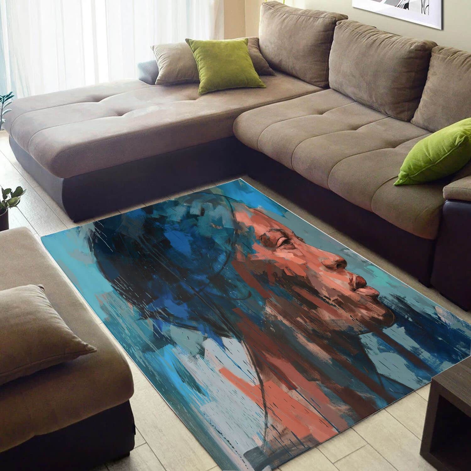 Inspired African Style Beautiful Afro American Melanin Woman Design Floor Carpet Room Rug - Unique Anime Apparel for Fans