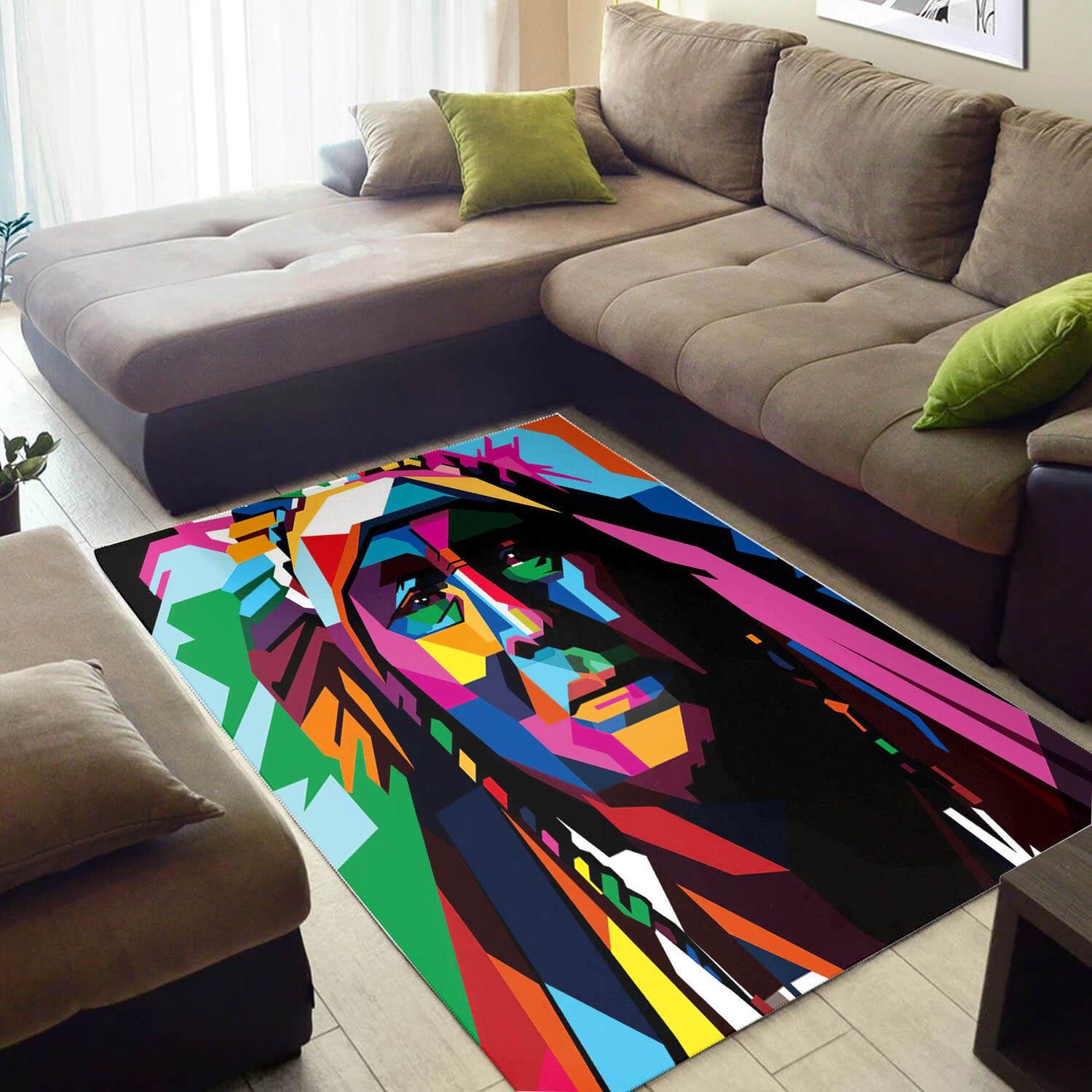 Inspired African Style Cute Afro American Woman Large Carpet Living Room Rug - Unique Anime Apparel for Fans