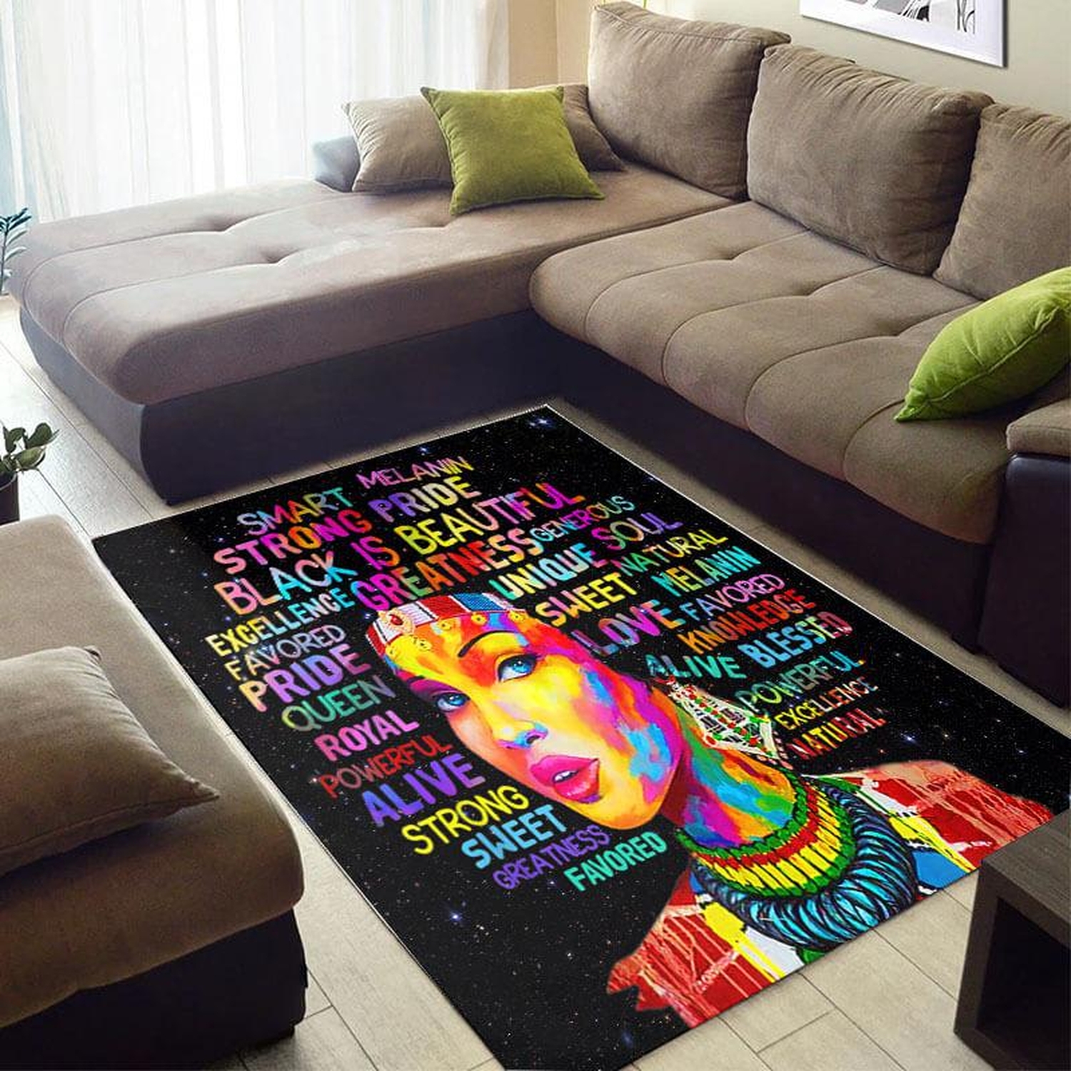Inspired African Style Cute Melanin Girl Carpet Themed Home Rug - Unique Anime Apparel for Fans