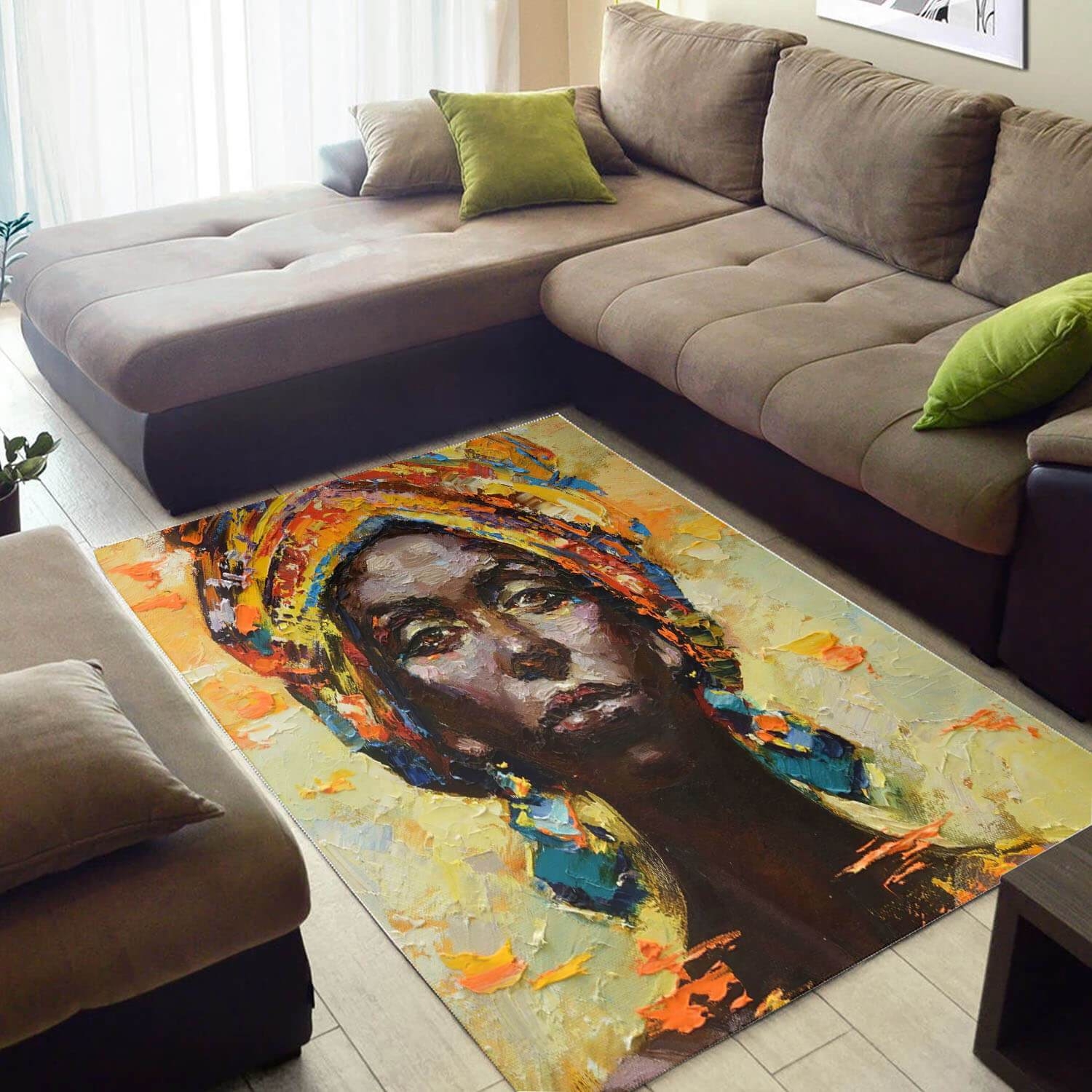 Inspired African Style Cute Melanin Woman Design Floor Carpet Themed Home Rug - Unique Anime Apparel for Fans