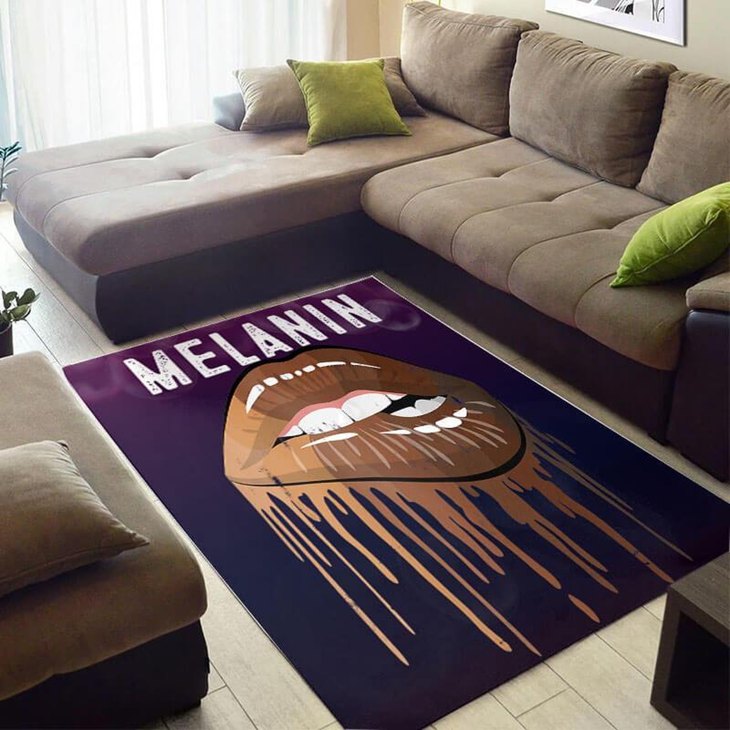 Inspired African Style Pretty Afro Lady Melanin Lips Large Rug - Unique Anime Apparel for Fans