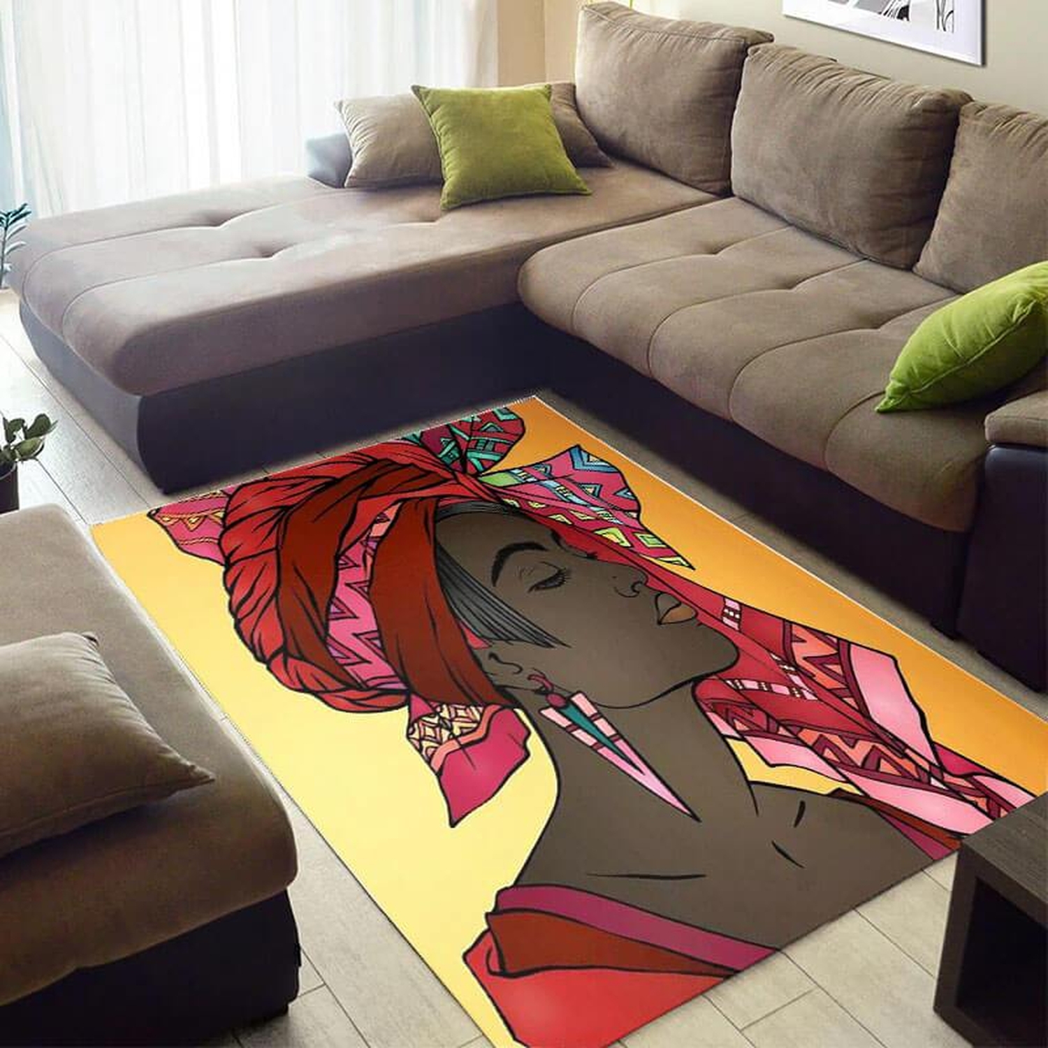 Inspired African Style Pretty Afro Woman Large Carpet Room Rug - Unique Anime Apparel for Fans