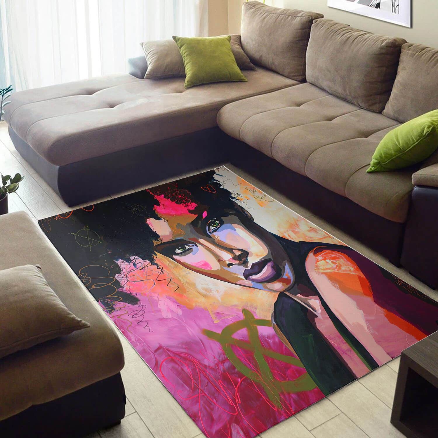 Inspired African Style Pretty Melanin Girl Large Carpet Living Room Rug - Unique Anime Apparel for Fans