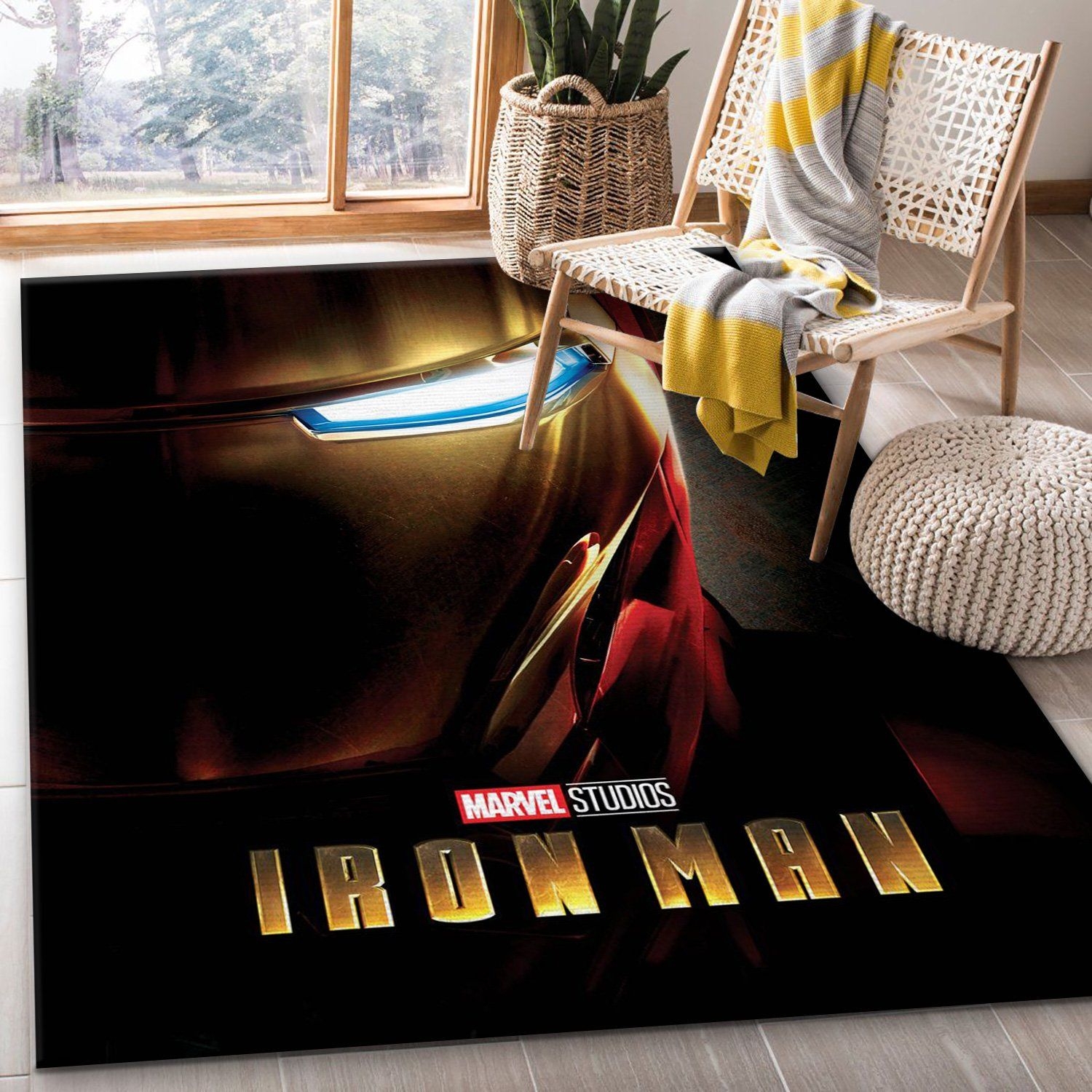 Iron Man Helmet Rug – Custom Size And Printing - Unique Anime Apparel for Fans