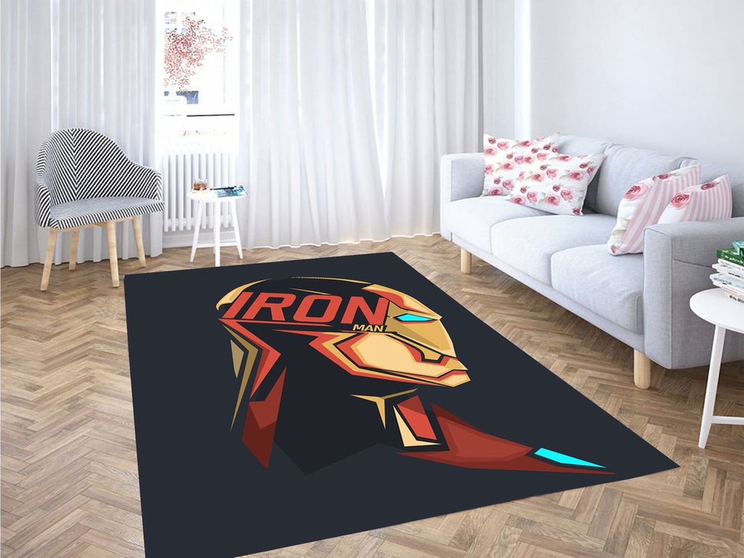 Iron Man Pop Head Living Room Modern Carpet Rug - Unique Anime Apparel for Fans