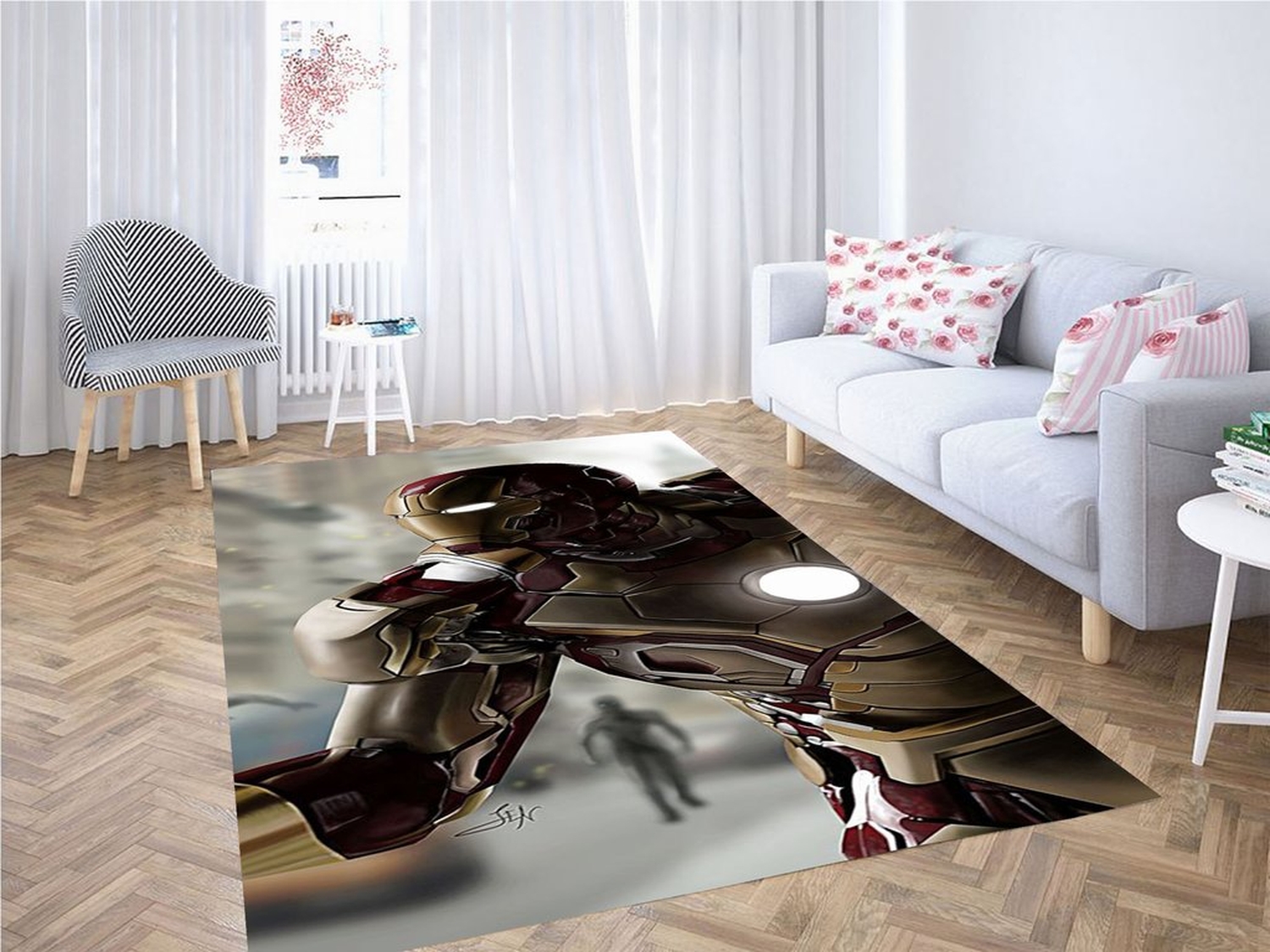 Iron Man Wallpaper Living Room Modern Carpet Rug - Unique Anime Apparel for Fans