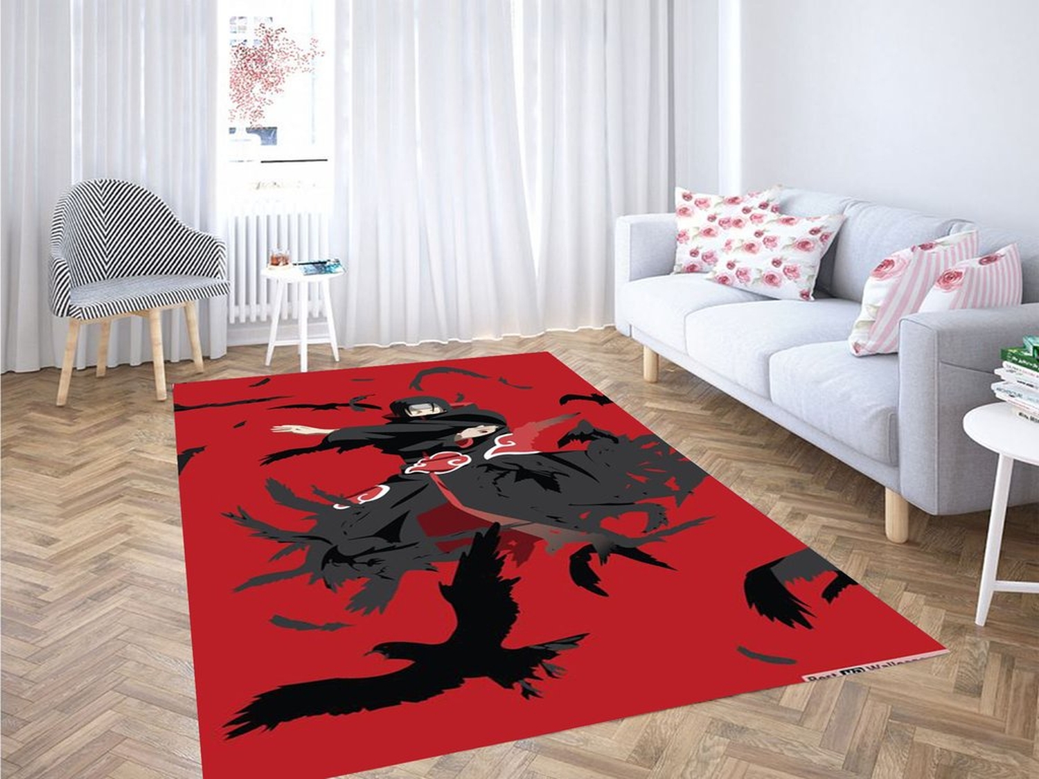 Itachi Uchiha Wallpaper Living Room Modern Carpet Rug - Unique Anime Apparel for Fans