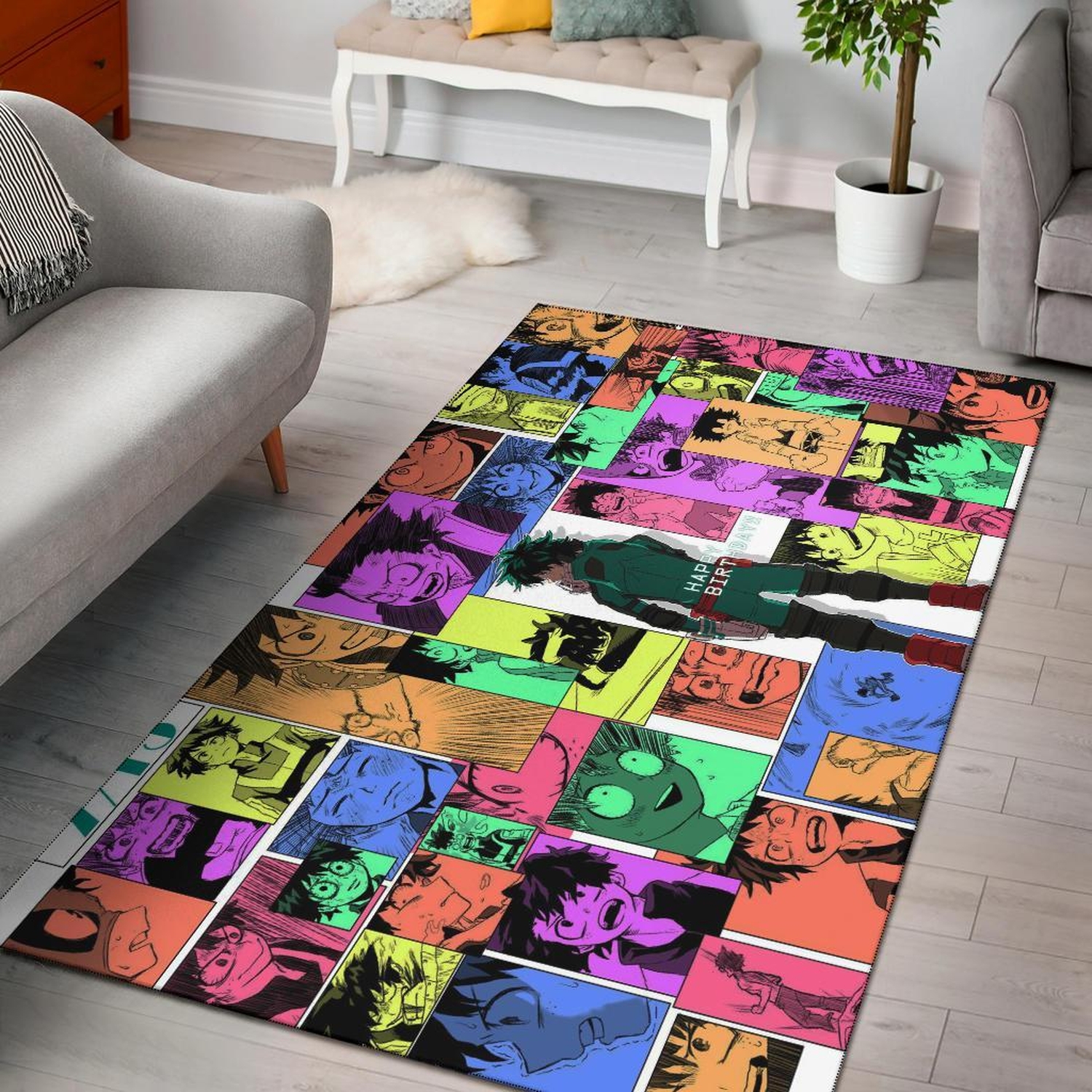 Izuku Midoriya Happy Birthday Area Rug - Unique Anime Apparel for Fans