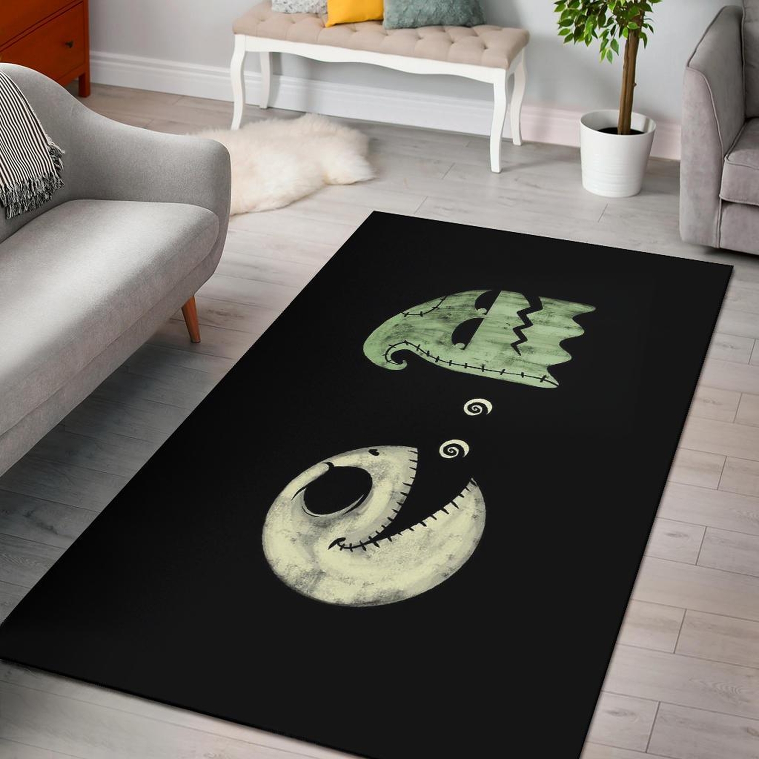 Jack Skeleton Pacman Area Rug - Unique Anime Apparel for Fans