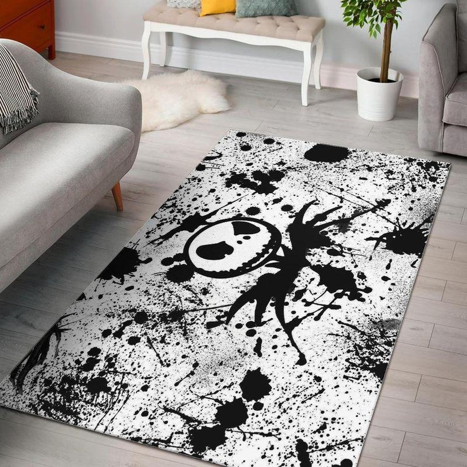 Jack Skellington Splatter Area Rug - Unique Anime Apparel for Fans