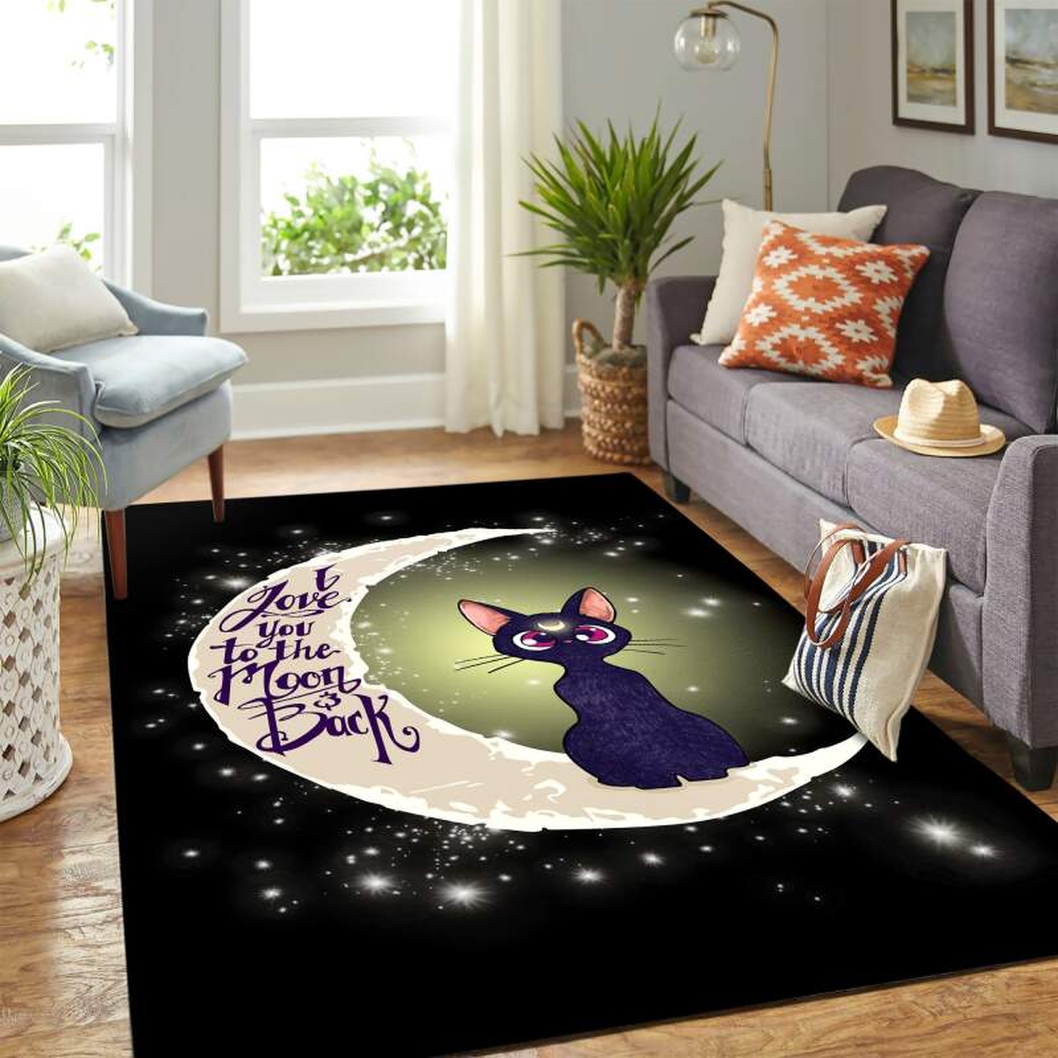 Jiji Cat Moon Carpet Floor Area Rug - Unique Anime Apparel for Fans