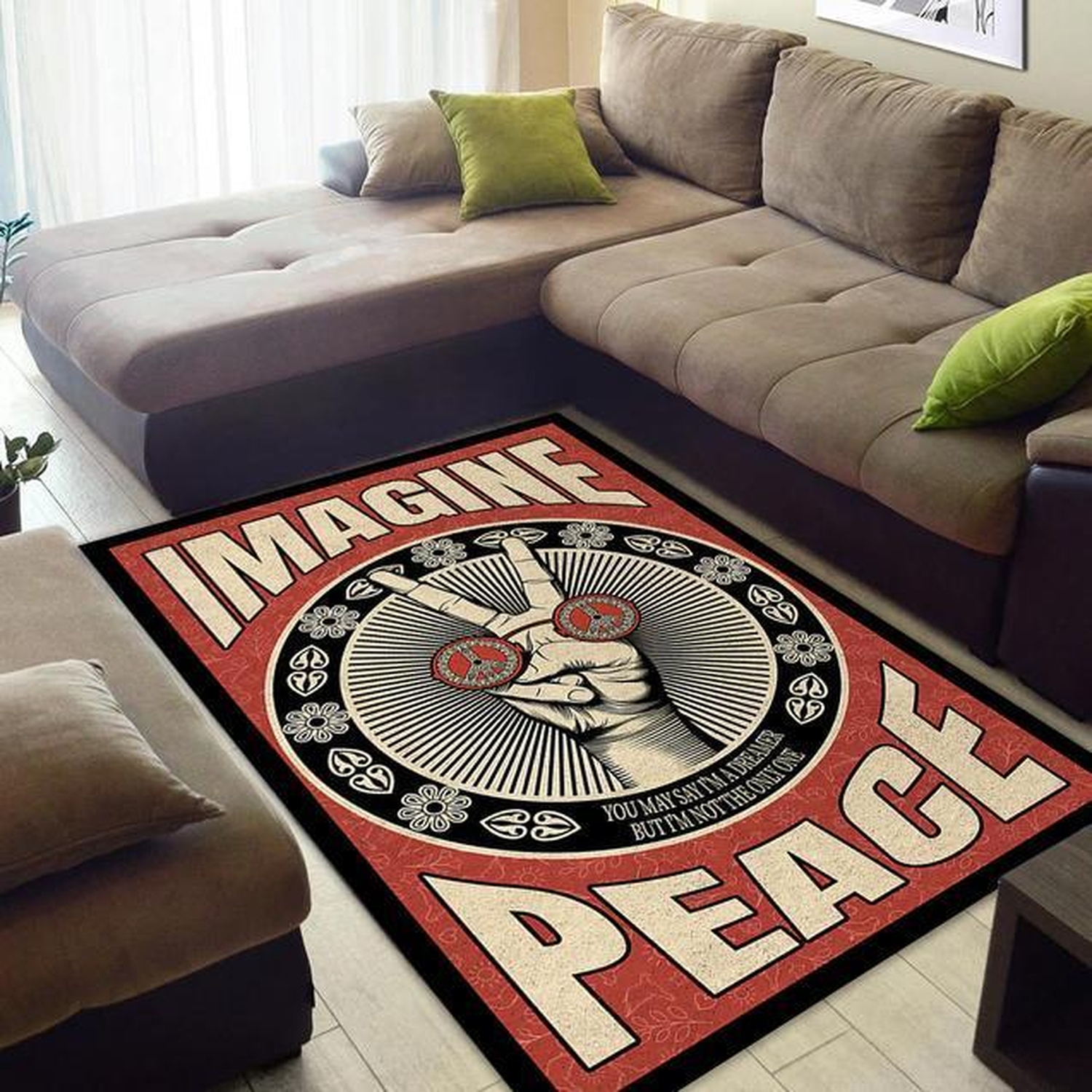 John Lennon Peace Imagine Area Rug - Unique Anime Apparel for Fans