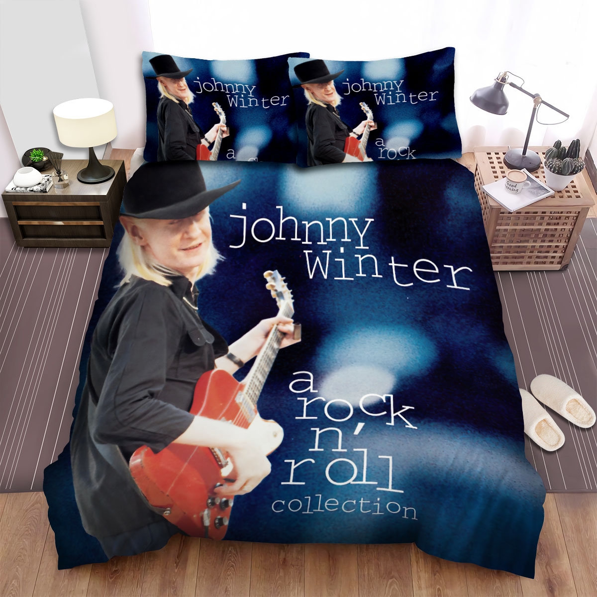 Johnny Winter A Rock And Roll Collection Bed Sheets Spread Duvet Cover Bedding Set - Unique Anime Apparel for Fans